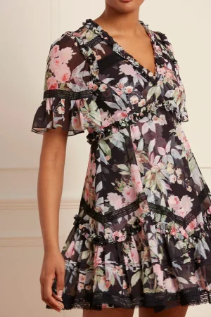 Mini Dresses | Day Dresses^Needle & Thread Paradise Garden Sonata Georgette Micro Mini Dress Black