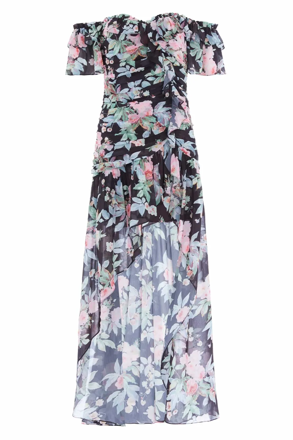 Mini Dresses^Needle & Thread Paradise Garden Susie Chiffon High-Low Dress Black