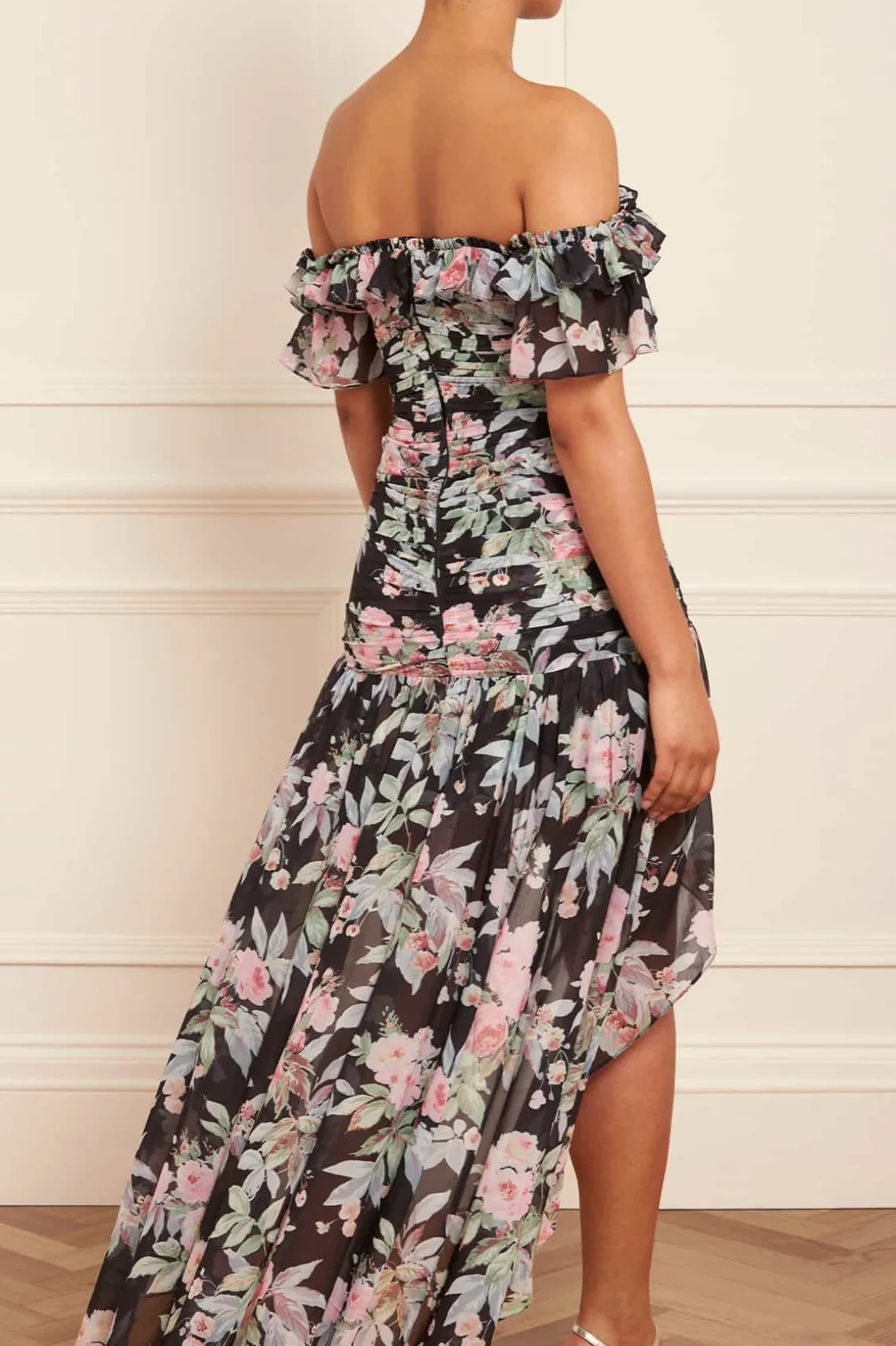 Mini Dresses^Needle & Thread Paradise Garden Susie Chiffon High-Low Dress Black