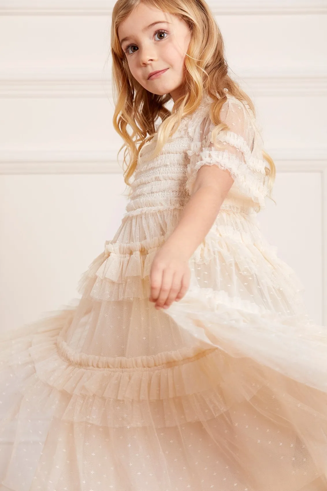 Flower Girl | Flower Girl^Needle & Thread Peaches Smocked Kids Dress Champagne