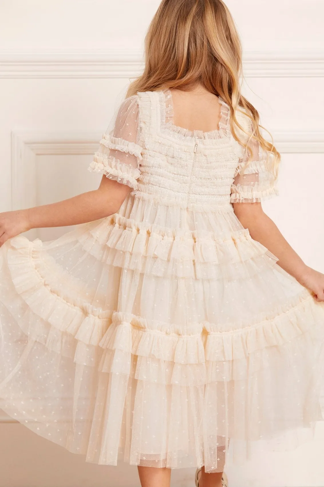 Flower Girl | Flower Girl^Needle & Thread Peaches Smocked Kids Dress Champagne