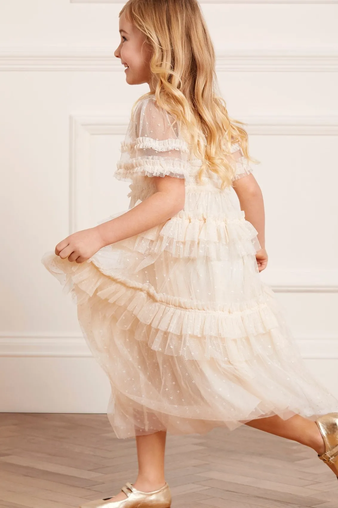 Flower Girl | Flower Girl^Needle & Thread Peaches Smocked Kids Dress Champagne