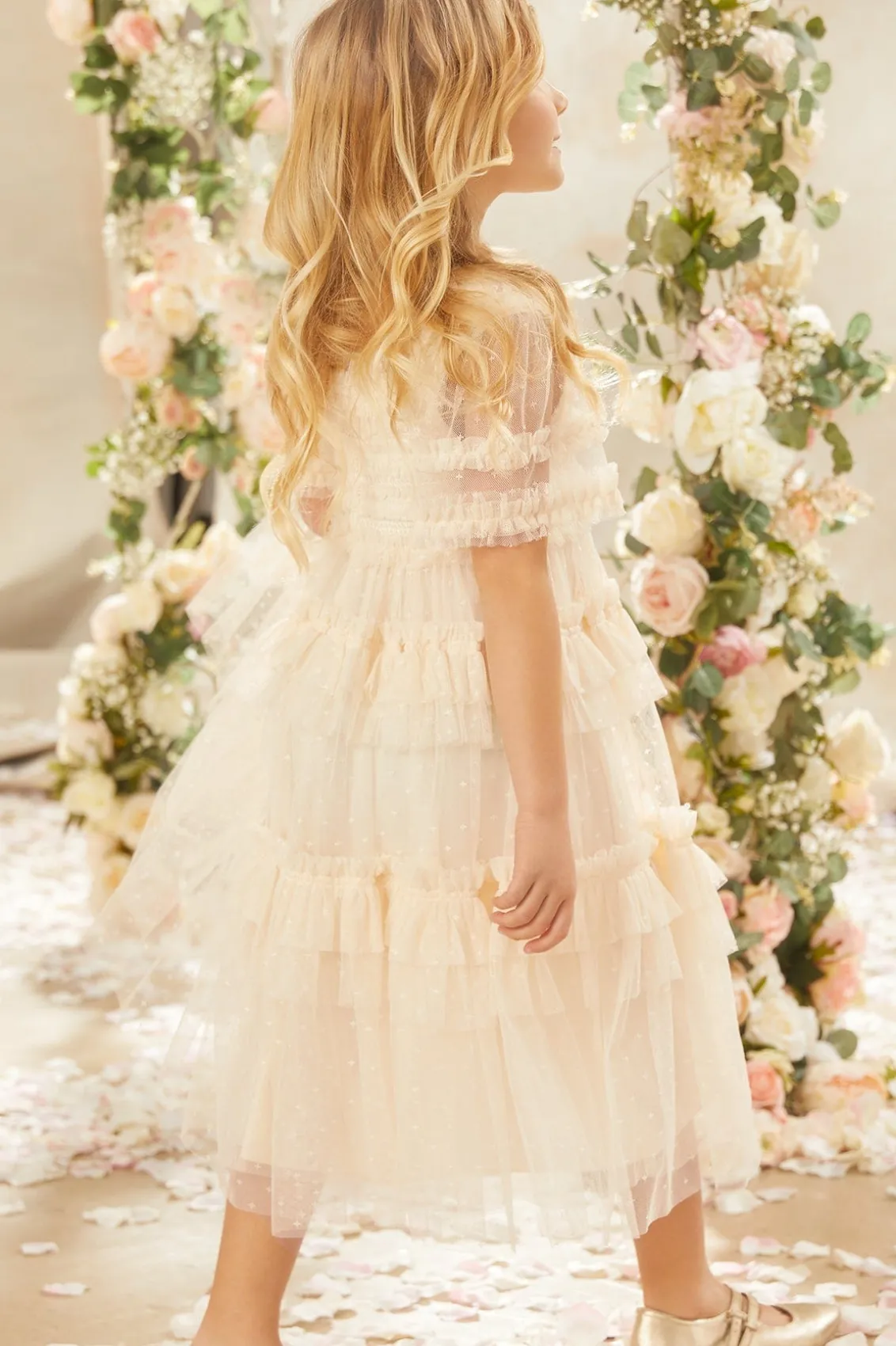 Flower Girl | Flower Girl^Needle & Thread Peaches Smocked Kids Dress Champagne