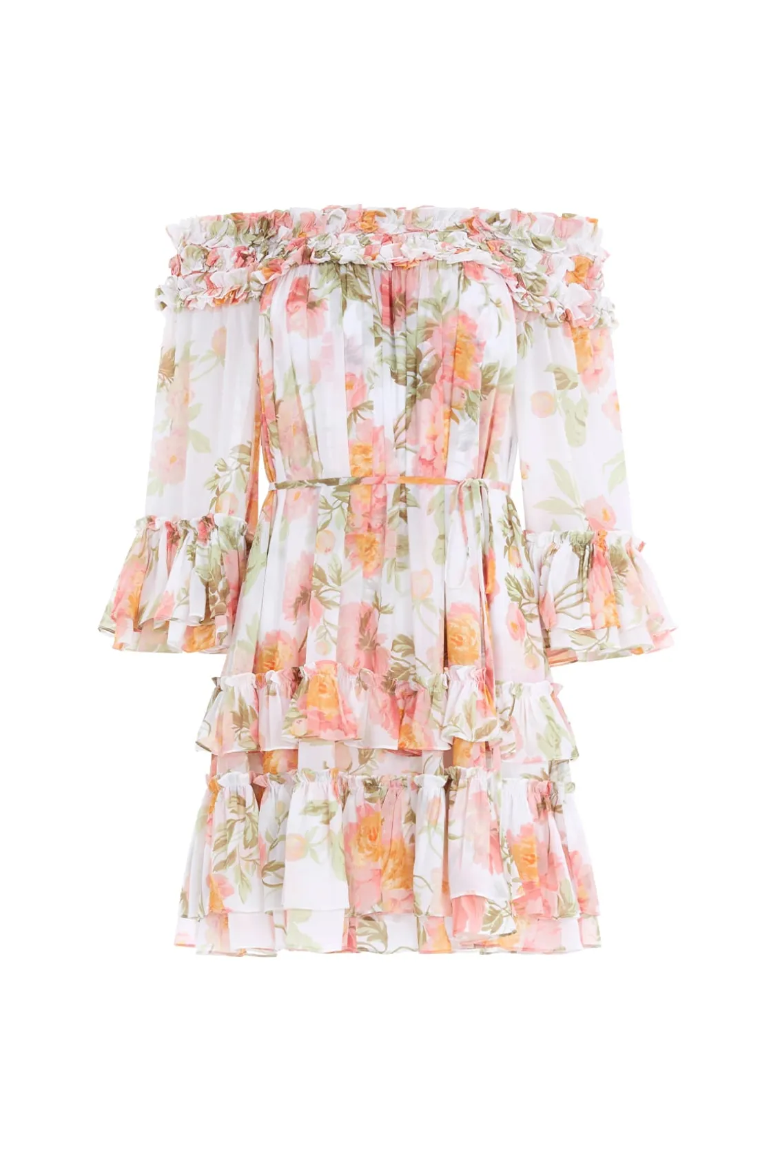 Mini Dresses^Needle & Thread Peony Promise Chiffon Off-Shoulder Tiered Micro Mini Dress Multi