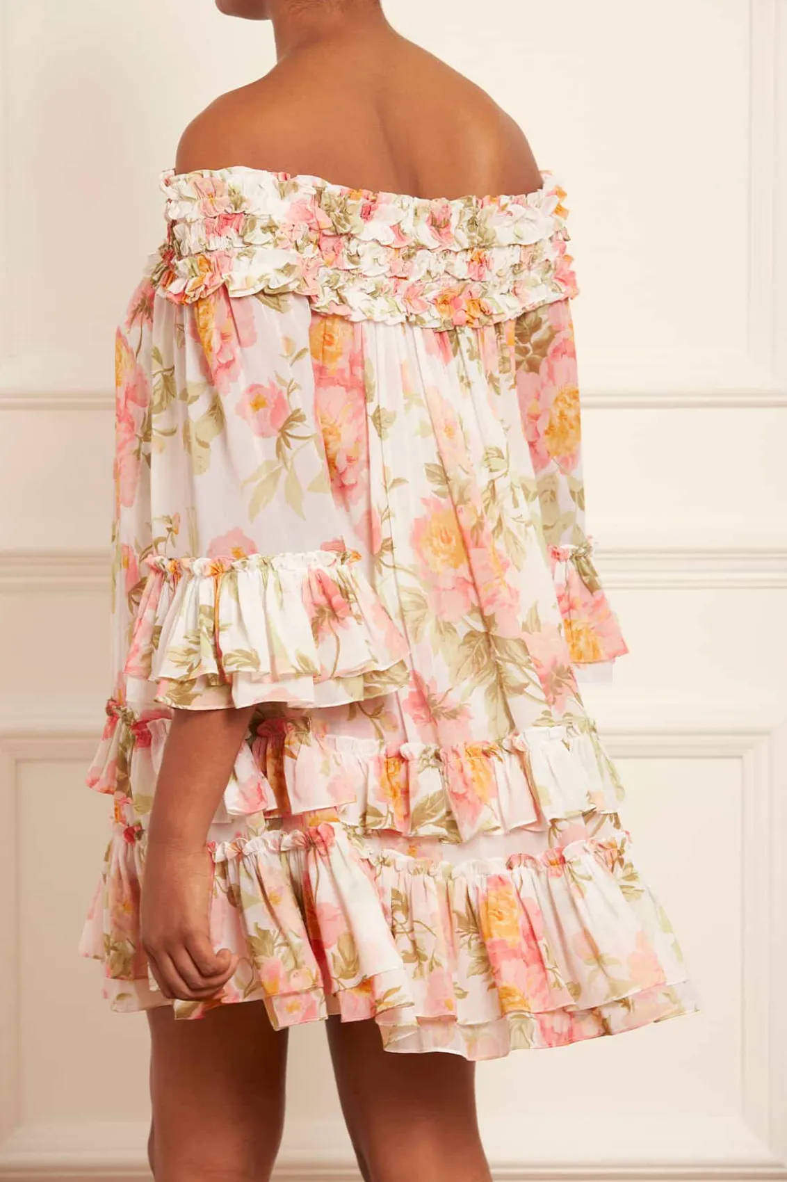 Mini Dresses^Needle & Thread Peony Promise Chiffon Off-Shoulder Tiered Micro Mini Dress Multi