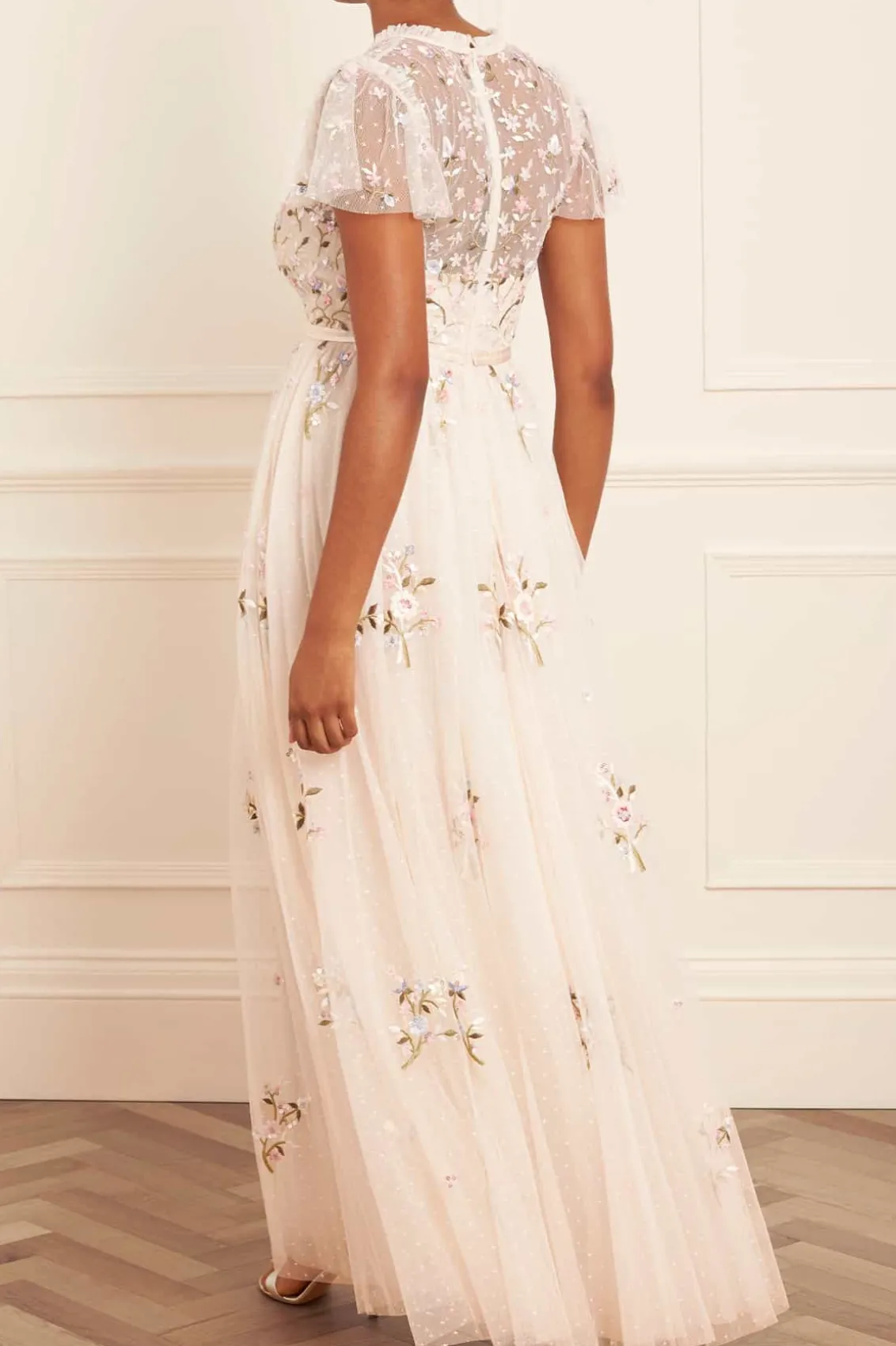 Bridesmaid | Bridal^Needle & Thread Petunia Cap Sleeve Gown Champagne