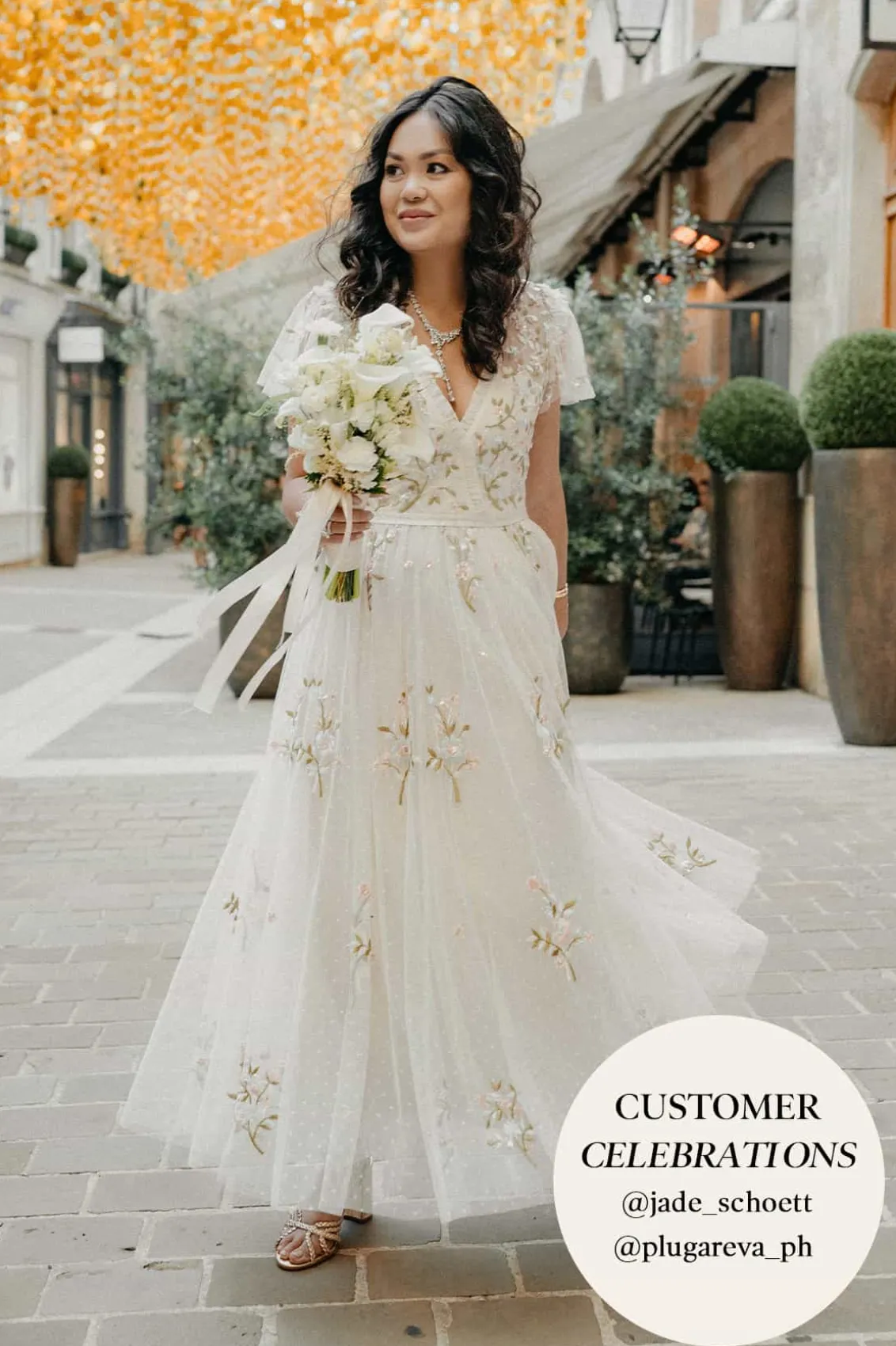 Bridesmaid | Bridal^Needle & Thread Petunia Cap Sleeve Gown Champagne