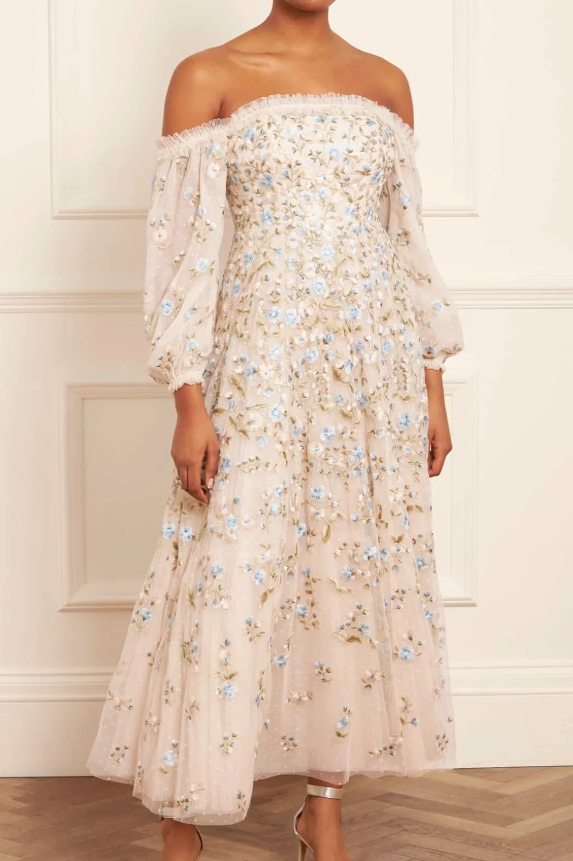 Mummy & Me | Evening Dresses^Needle & Thread Posy Pirouette Off-Shoulder Ankle Gown Champagne