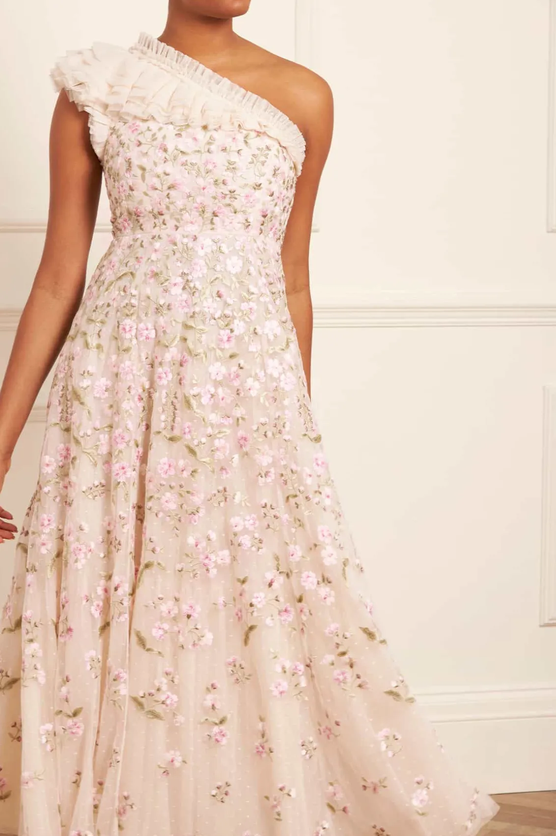 Mummy & Me | Evening Dresses^Needle & Thread Posy Pirouette One-Shoulder Ankle Gown Champagne