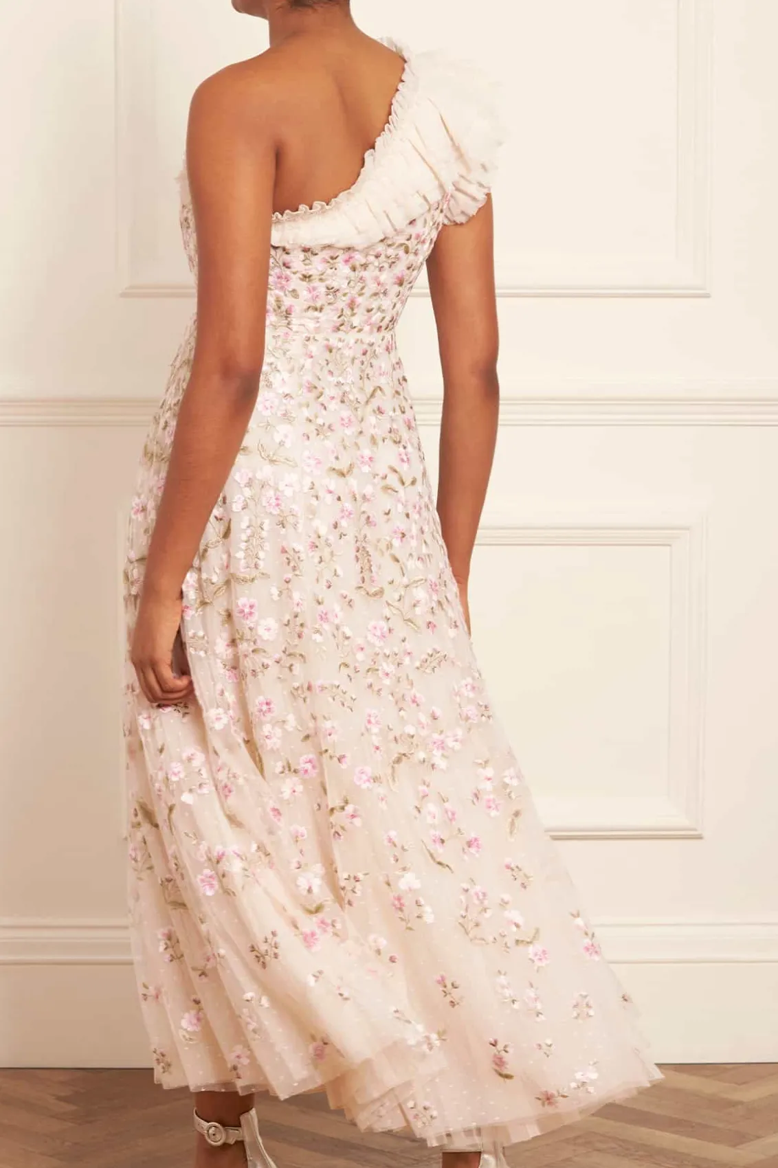 Mummy & Me | Evening Dresses^Needle & Thread Posy Pirouette One-Shoulder Ankle Gown Champagne