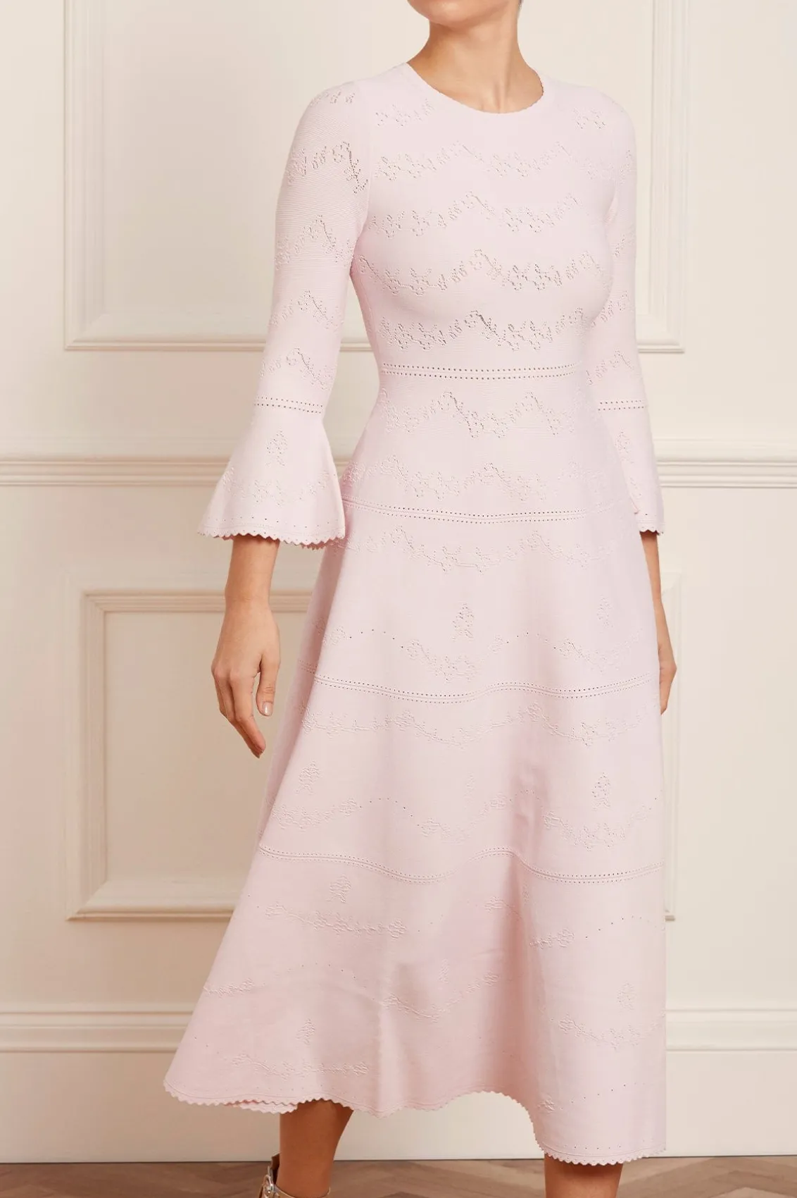 Day Dresses | Knitted Dresses^Needle & Thread Pretty Pointelle Knit Ankle Gown Pink