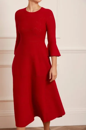 Day Dresses | Knitted Dresses^Needle & Thread Pretty Pointelle Knit Ankle Gown Red