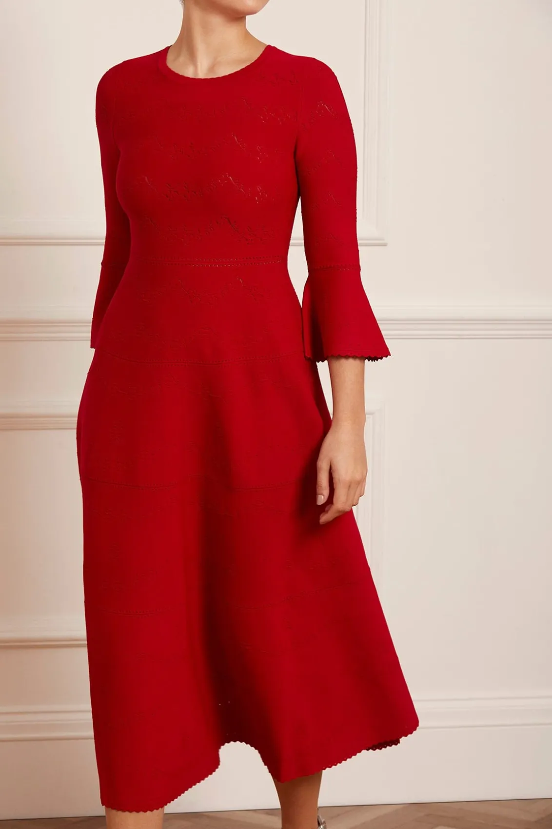 Day Dresses | Knitted Dresses^Needle & Thread Pretty Pointelle Knit Ankle Gown Red