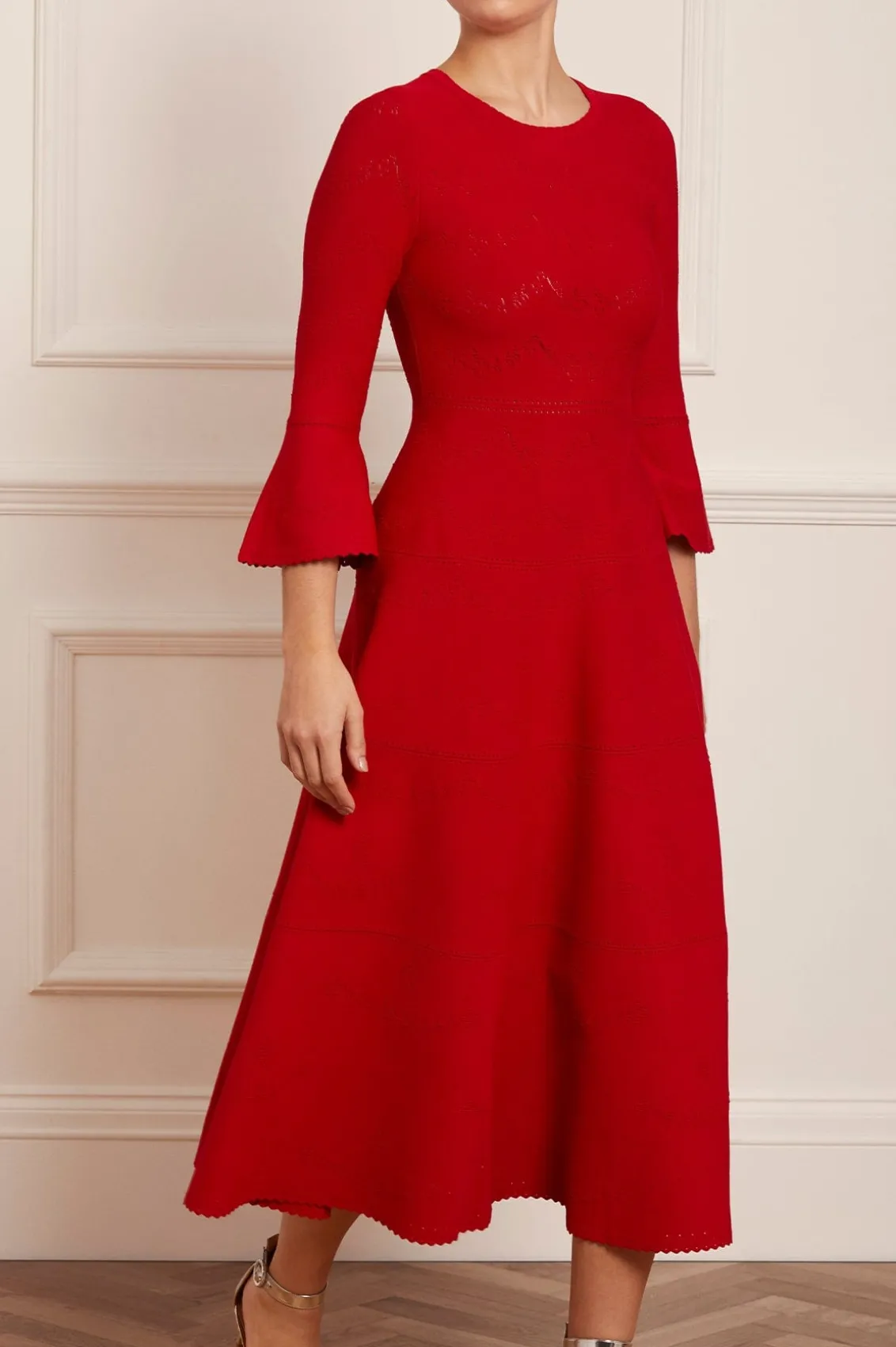 Day Dresses | Knitted Dresses^Needle & Thread Pretty Pointelle Knit Ankle Gown Red