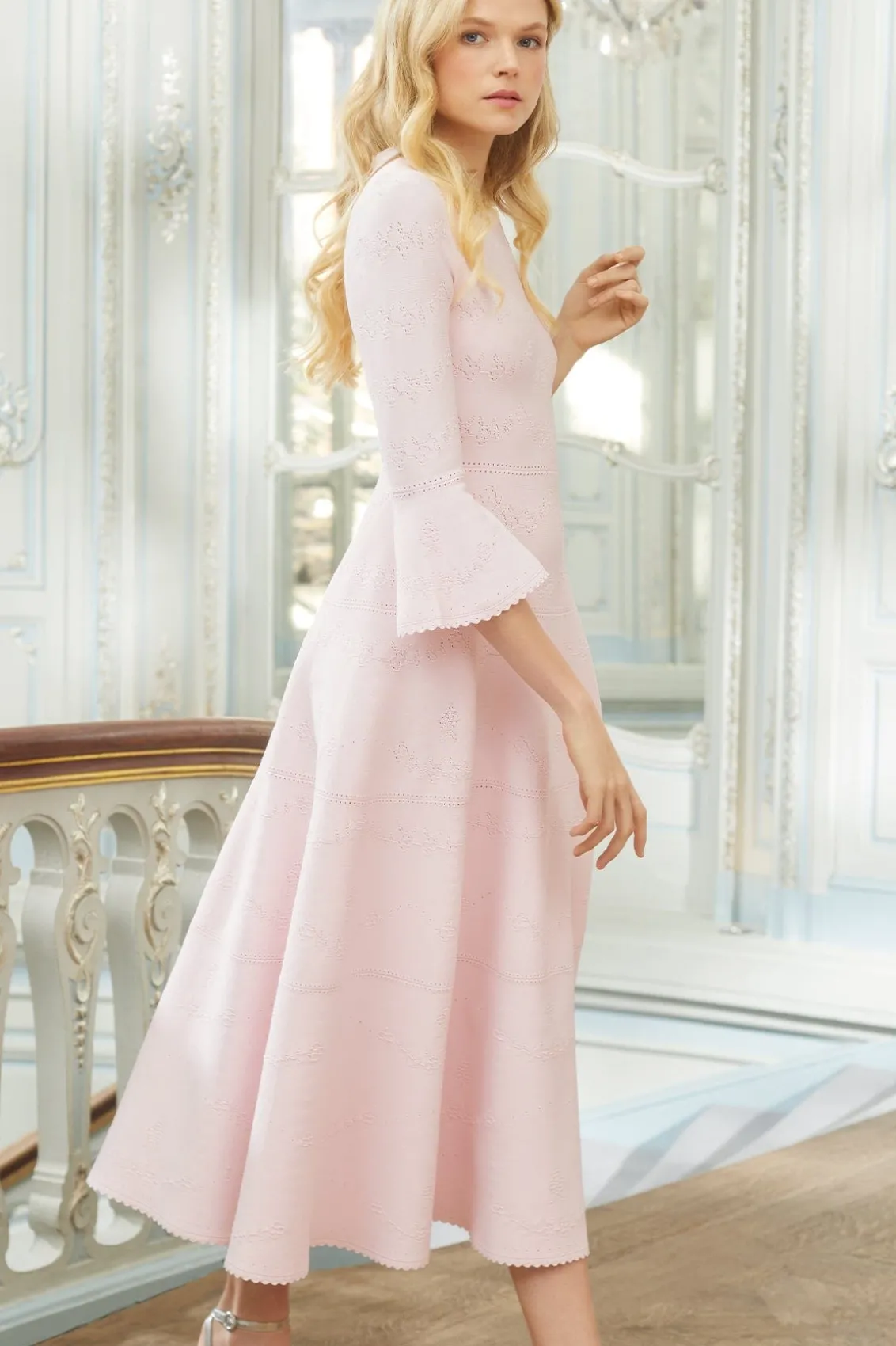 Day Dresses | Knitted Dresses^Needle & Thread Pretty Pointelle Knit Ankle Gown Pink