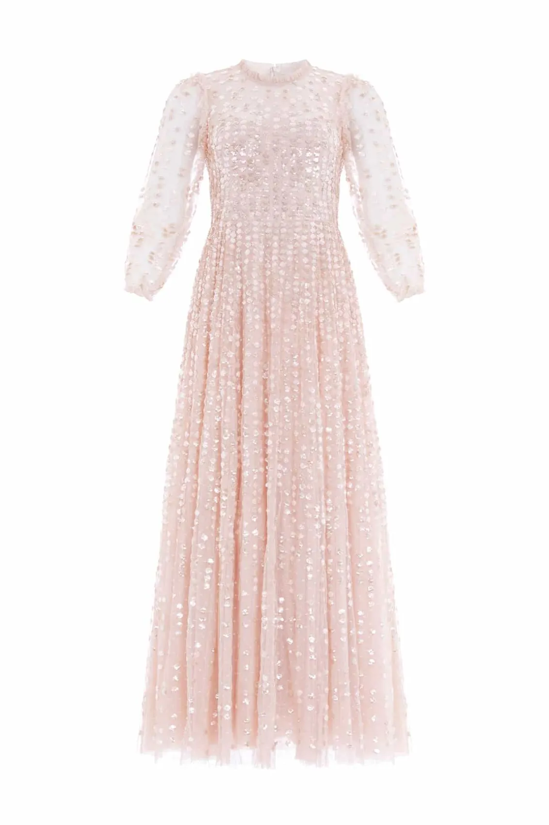 Evening Dresses | Embellished Dresses^Needle & Thread Raindrop Long Sleeve Ankle Gown Beige