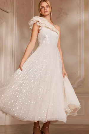 Bridal | Evening Dresses^Needle & Thread Raindrop One-Shoulder Ankle Gown Champagne