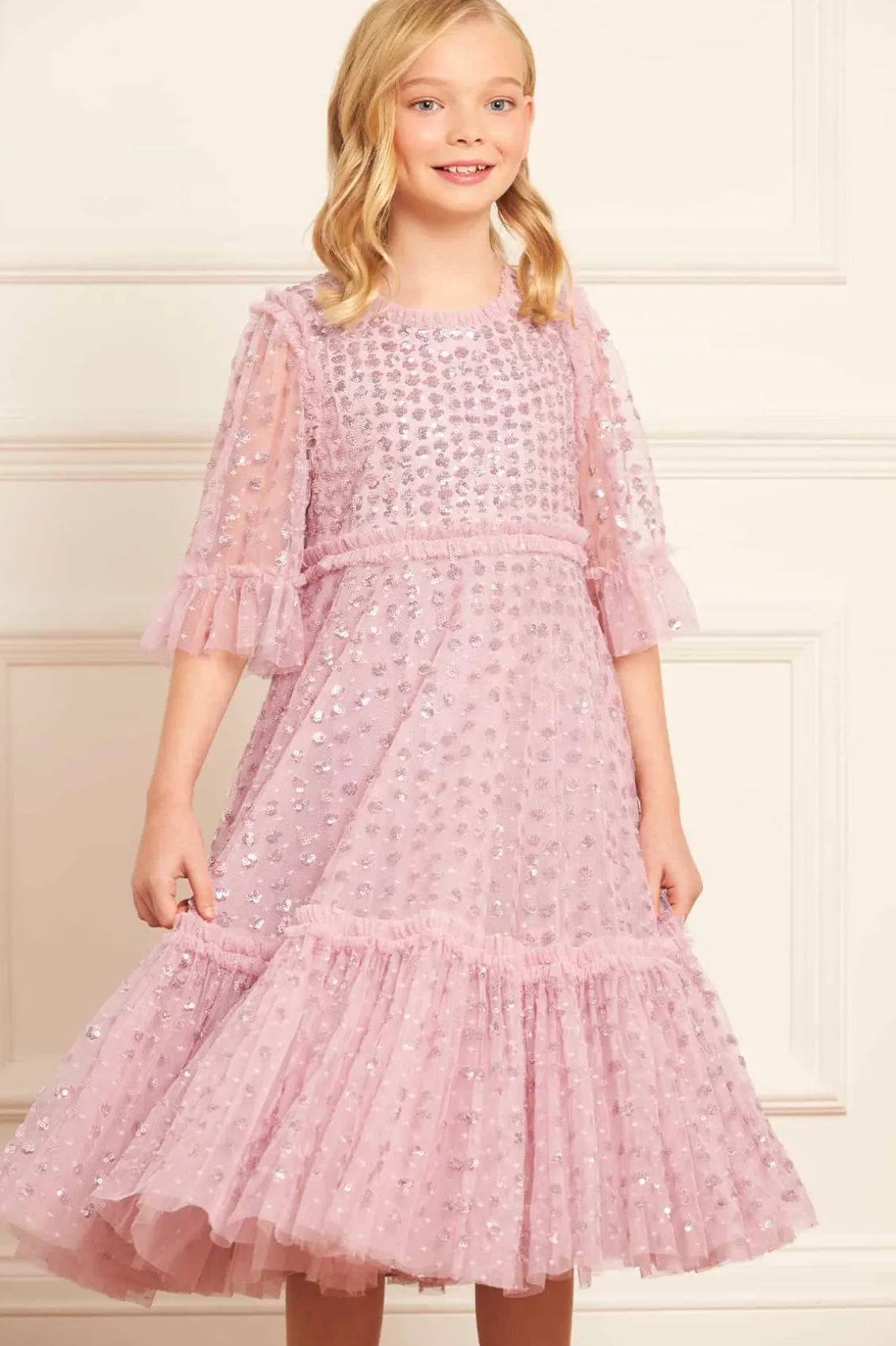 Mummy & Me | Kids Embellished Dresses^Needle & Thread Raindrop Sequin Kids Dress Purple