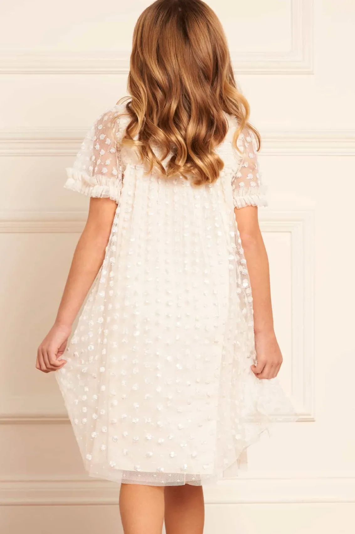 Flower Girl | Flower Girl^Needle & Thread Raindrop Smocked Kids Dress Champagne