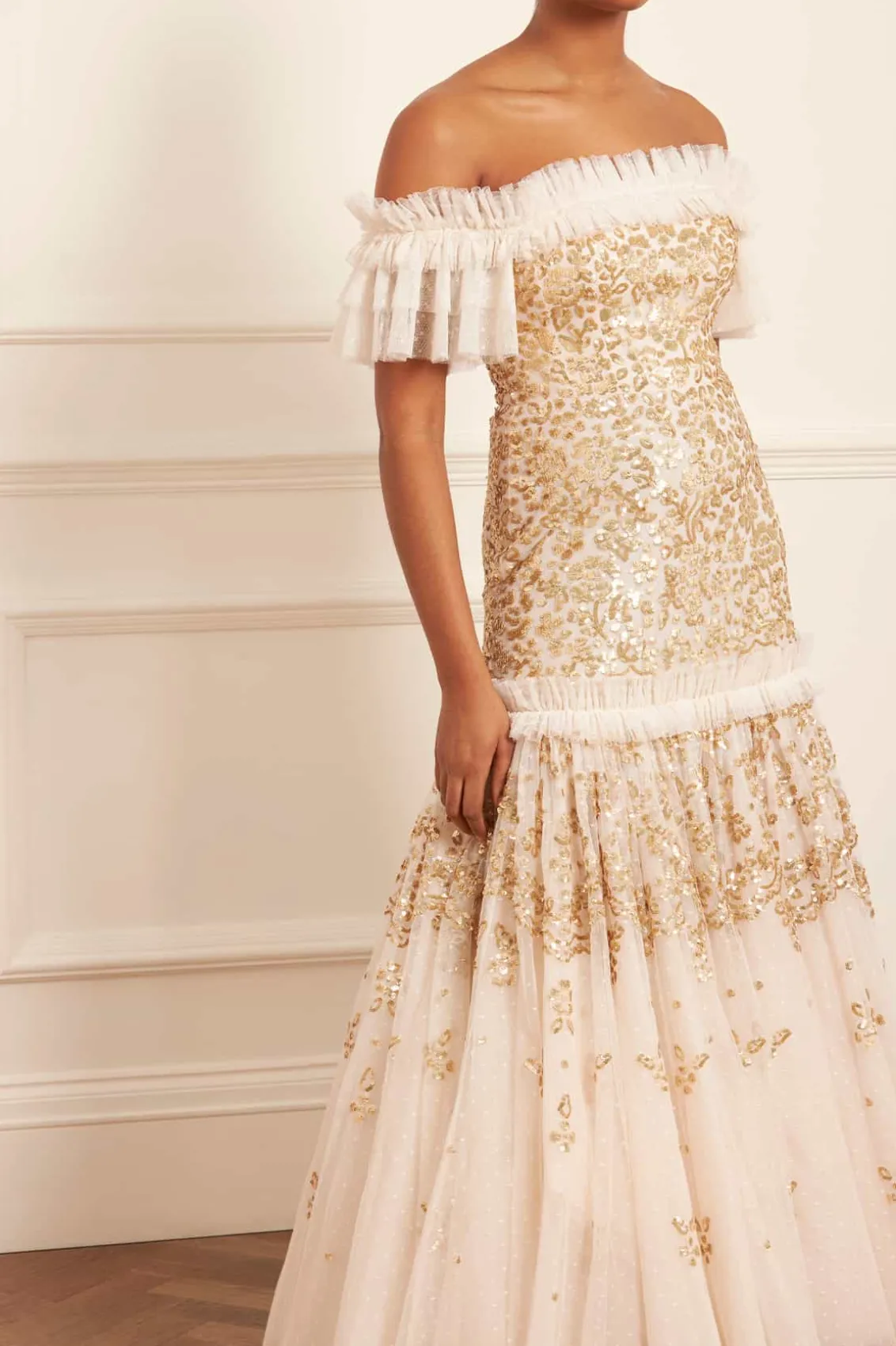 Bridal | Evening Dresses^Needle & Thread Regal Rose Off-Shoulder Gown Champagne