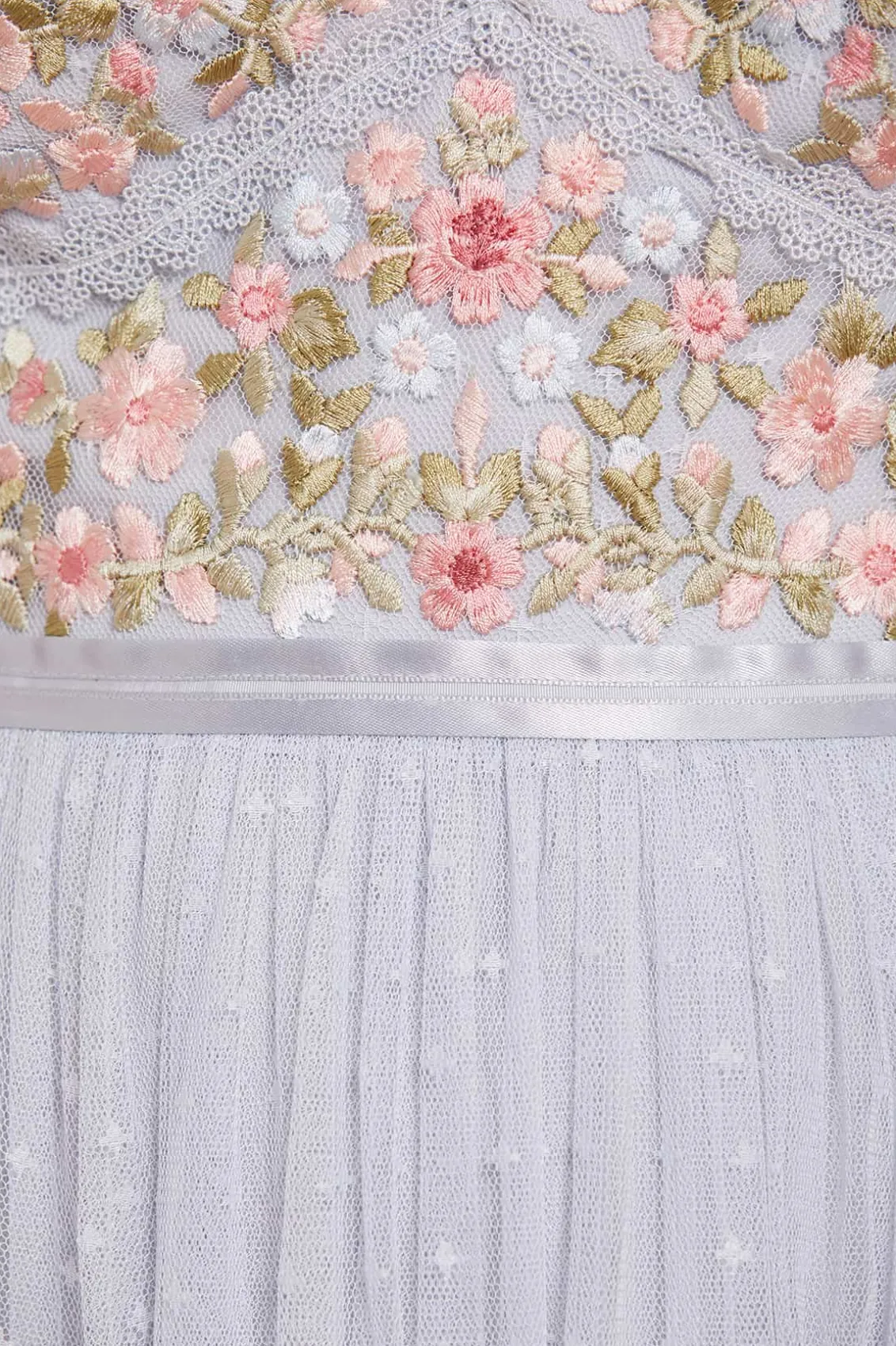 Embroidered Dresses | Responsibly Sourced^Needle & Thread Ribbon Bouquet Bodice Midaxi Dress Blue