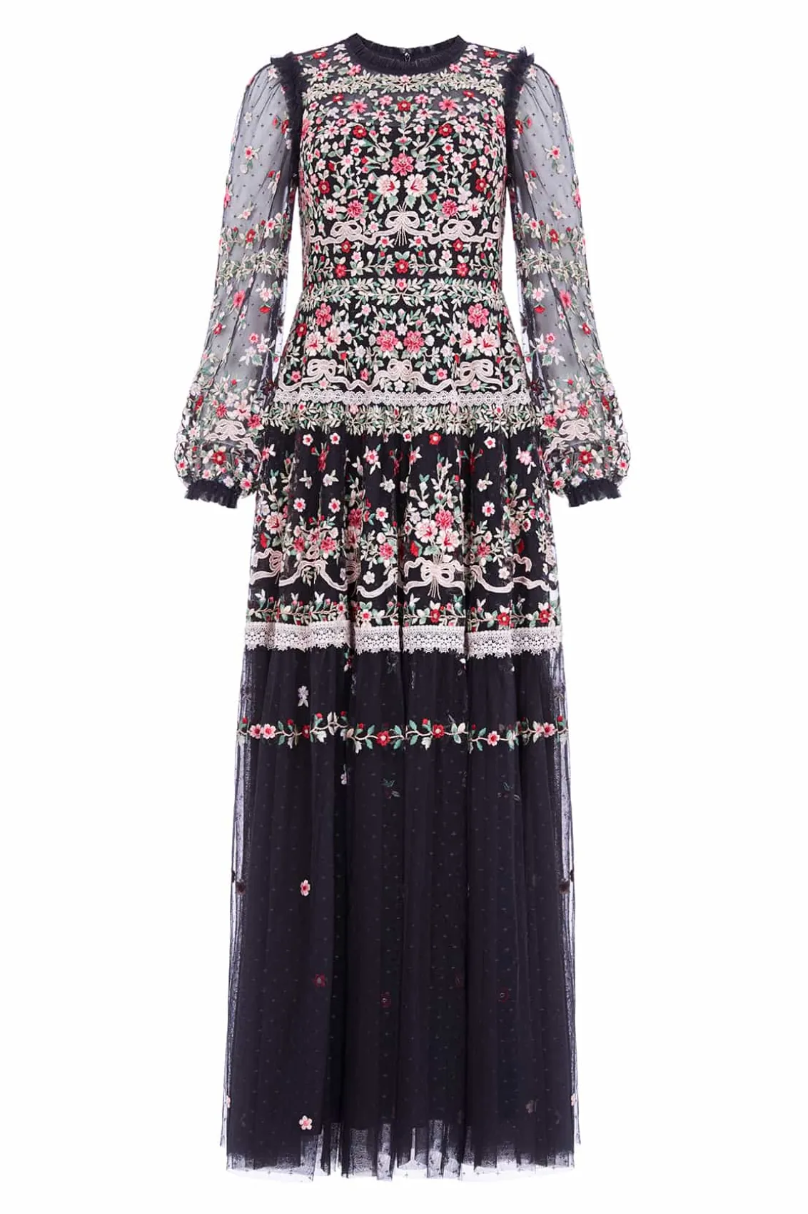 Evening Dresses | Embroidered Dresses^Needle & Thread Ribbon Bouquet Gown Black