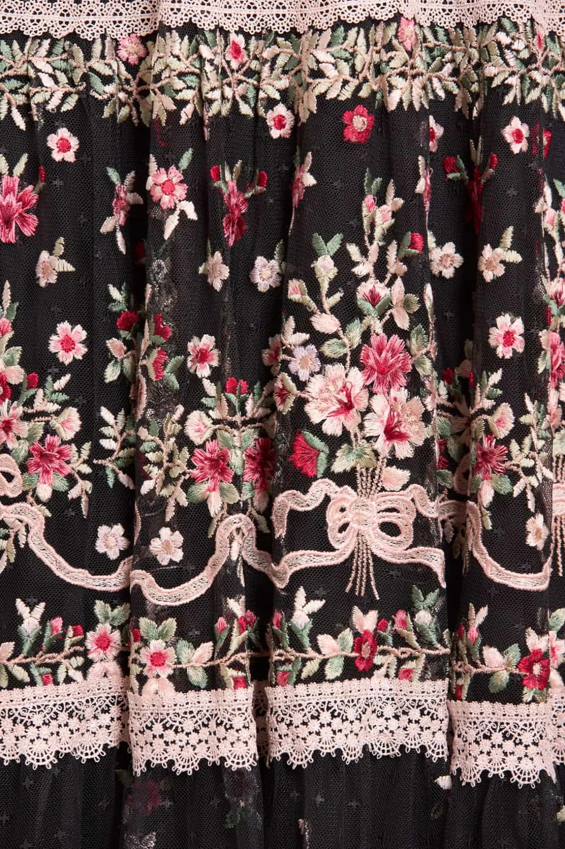 Evening Dresses | Embroidered Dresses^Needle & Thread Ribbon Bouquet Gown Black