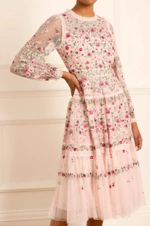 Evening Dresses | Embroidered Dresses^Needle & Thread Ribbon Bouquet Midaxi Dress Pink