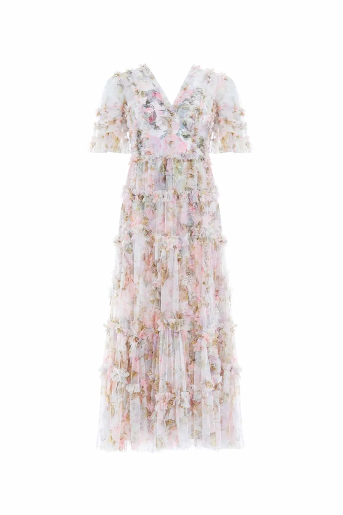 Wedding Guest | Printed Dresses^Needle & Thread Rose Powder Ruffle Ballerina Dress Multi