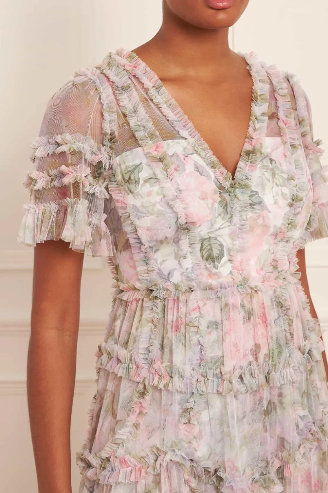 Wedding Guest | Printed Dresses^Needle & Thread Rose Powder Ruffle Ballerina Dress Multi