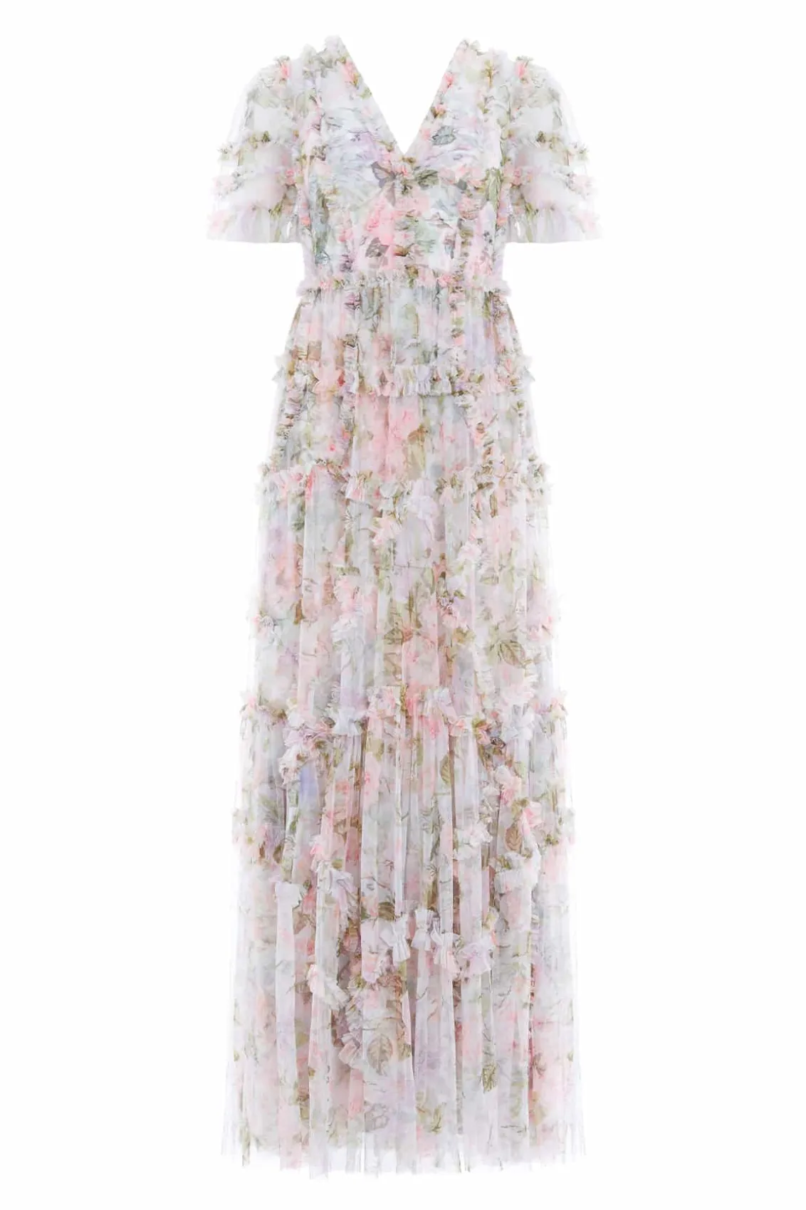 Evening Dresses | Printed Dresses^Needle & Thread Rose Powder Ruffle Gown Multi