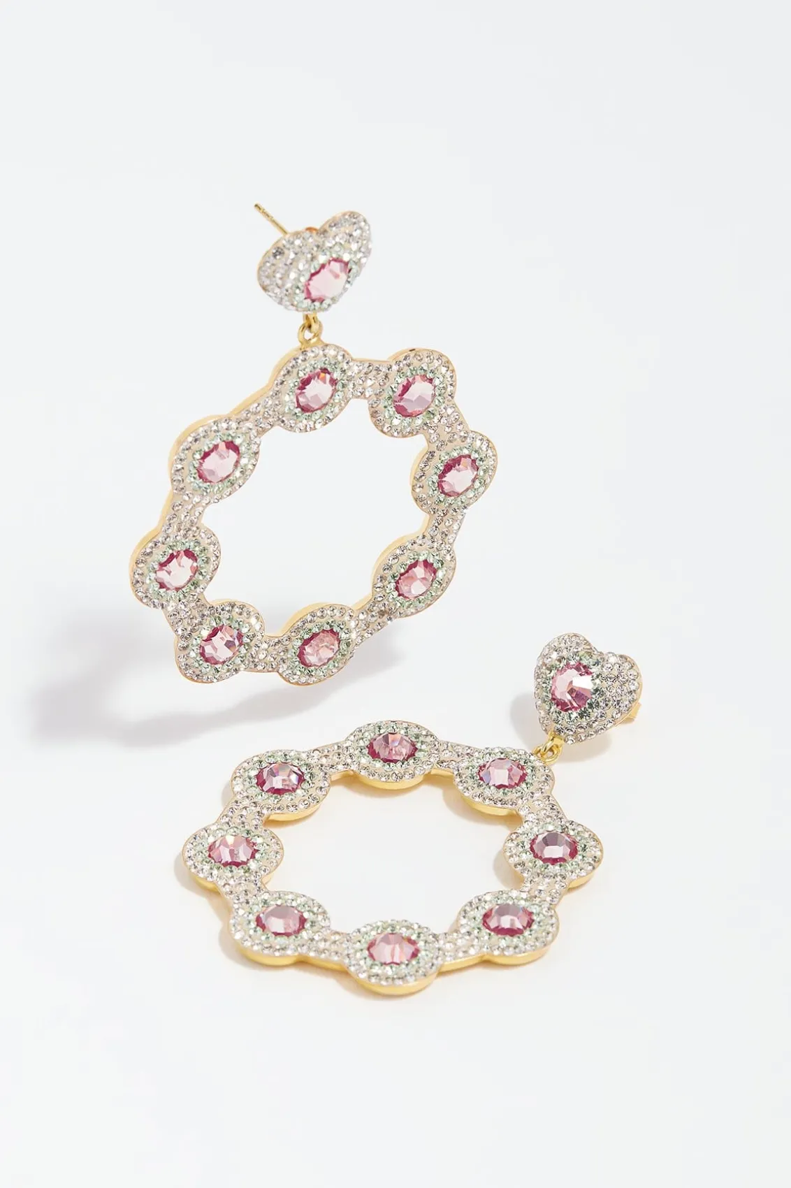 Needle & Thread X Soru^Needle & Thread Rose Romance Hoop Earrings Pink