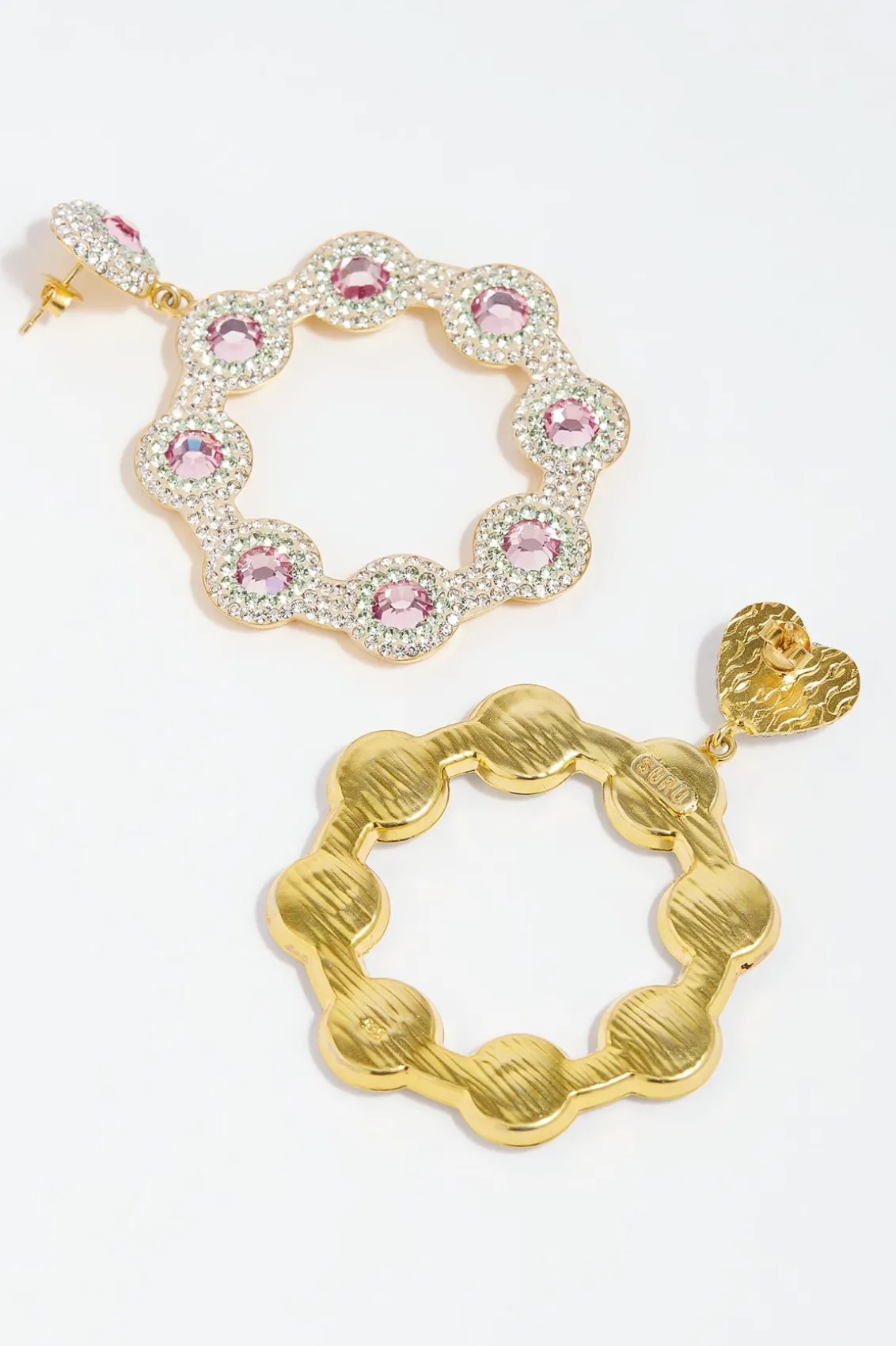 Needle & Thread X Soru^Needle & Thread Rose Romance Hoop Earrings Pink