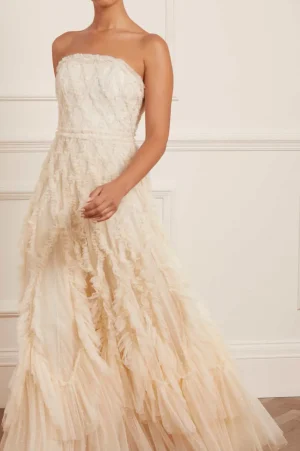 Bridal | Evening Dresses^Needle & Thread Rosella Ruffle Strapless Gown Champagne