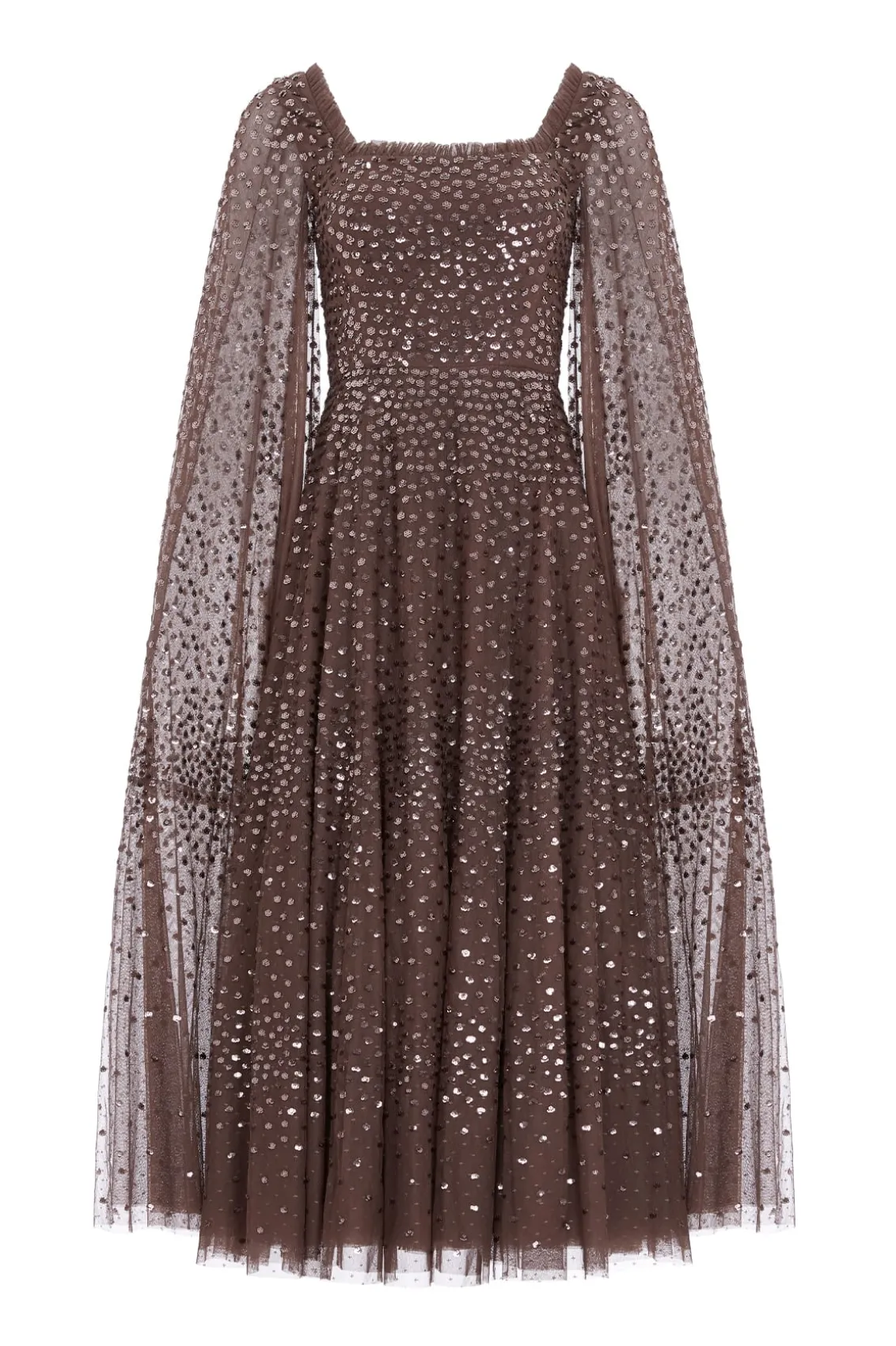 Embellished Dresses | Evening Dresses^Needle & Thread Scatter Dot Cape Sleeve Ankle Gown Brown