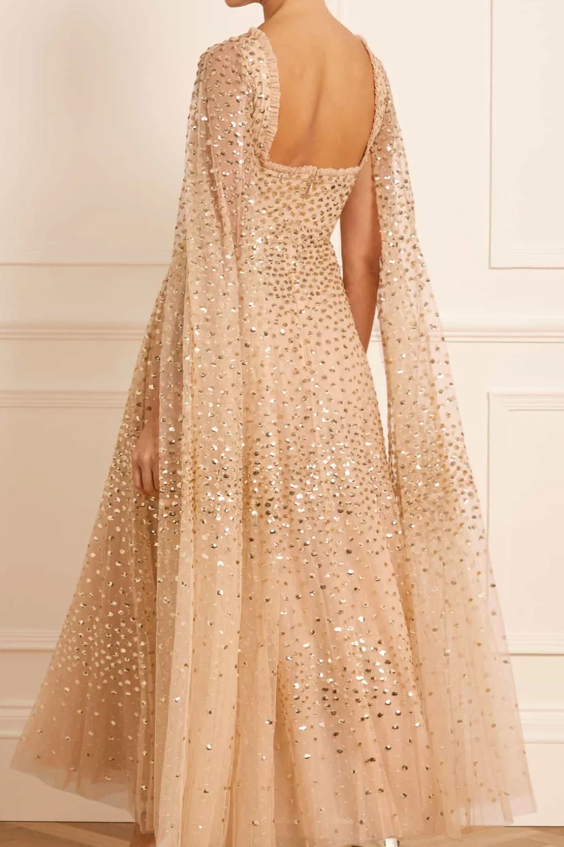 Mummy & Me | Evening Dresses^Needle & Thread Scatter Dot Cape Sleeve Ankle Gown Gold