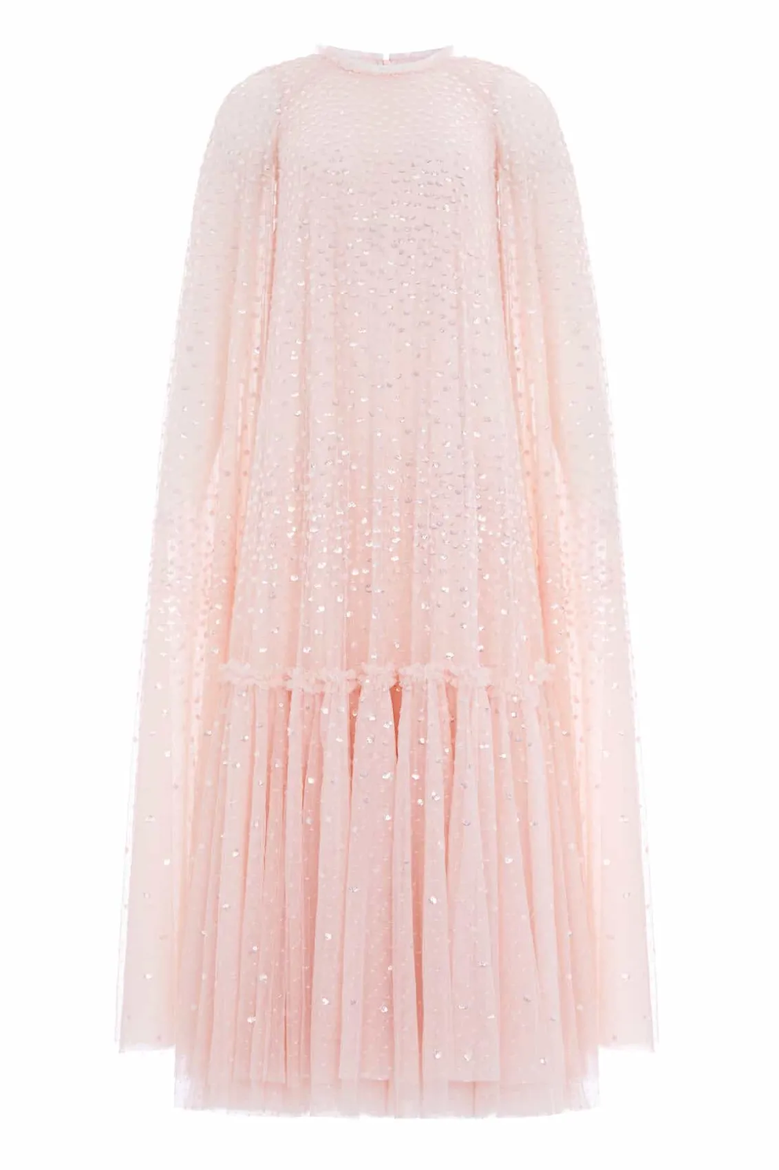 Evening Dresses | Embellished Dresses^Needle & Thread Scatter Dot Cape Tiered Ankle Gown Pink