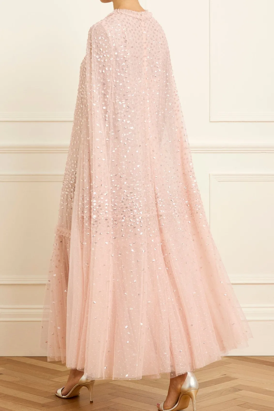 Evening Dresses | Embellished Dresses^Needle & Thread Scatter Dot Cape Tiered Ankle Gown Pink