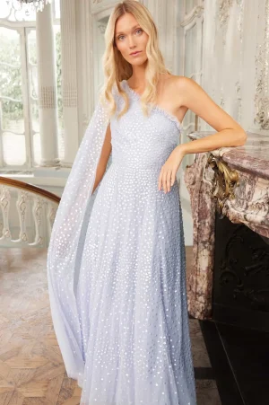 Mummy & Me | Evening Dresses^Needle & Thread Scatter Dot One-Shoulder Ankle Gown Blue