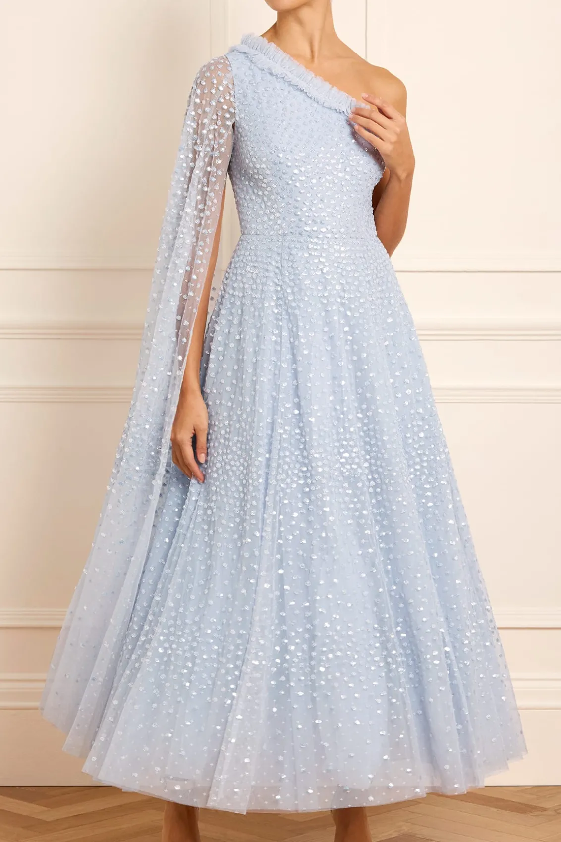 Mummy & Me | Evening Dresses^Needle & Thread Scatter Dot One-Shoulder Ankle Gown Blue