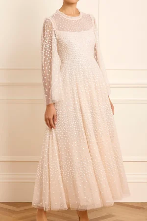 Bridal | Evening Dresses^Needle & Thread Scatter Dot Round Neck Ankle Gown Champagne