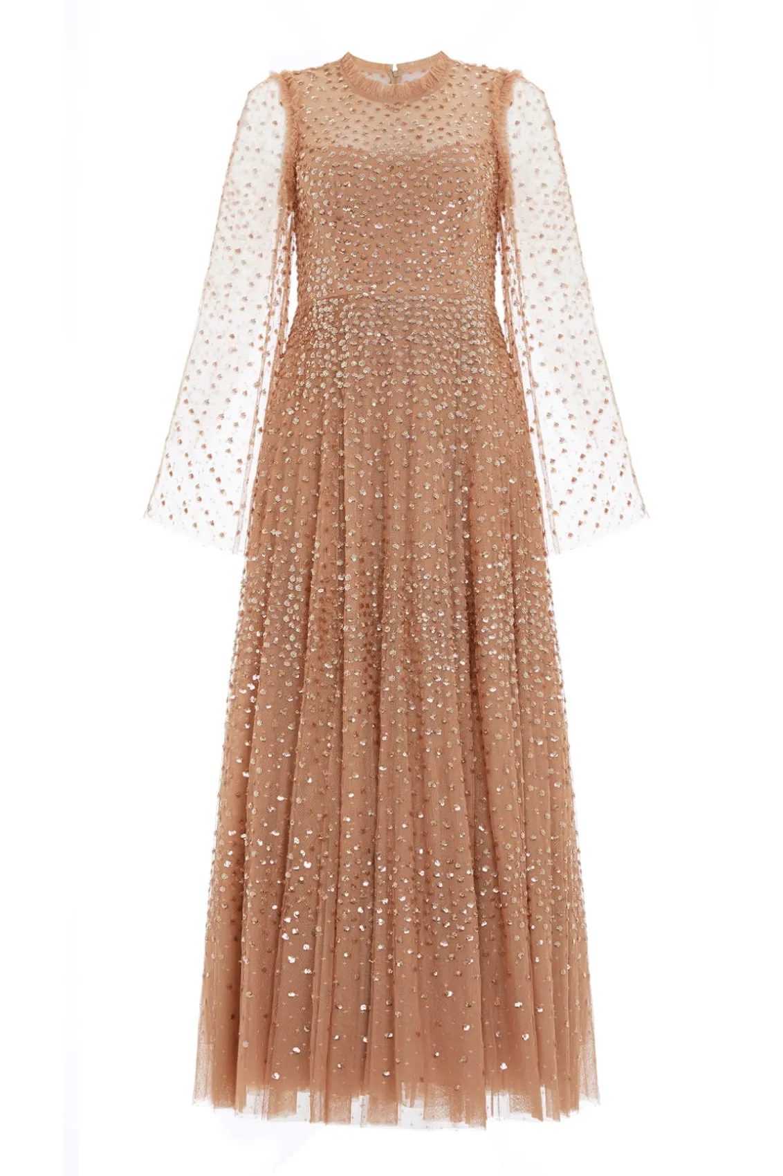 Evening Dresses | Embellished Dresses^Needle & Thread Scatter Dot Round Neck Ankle Gown Brown