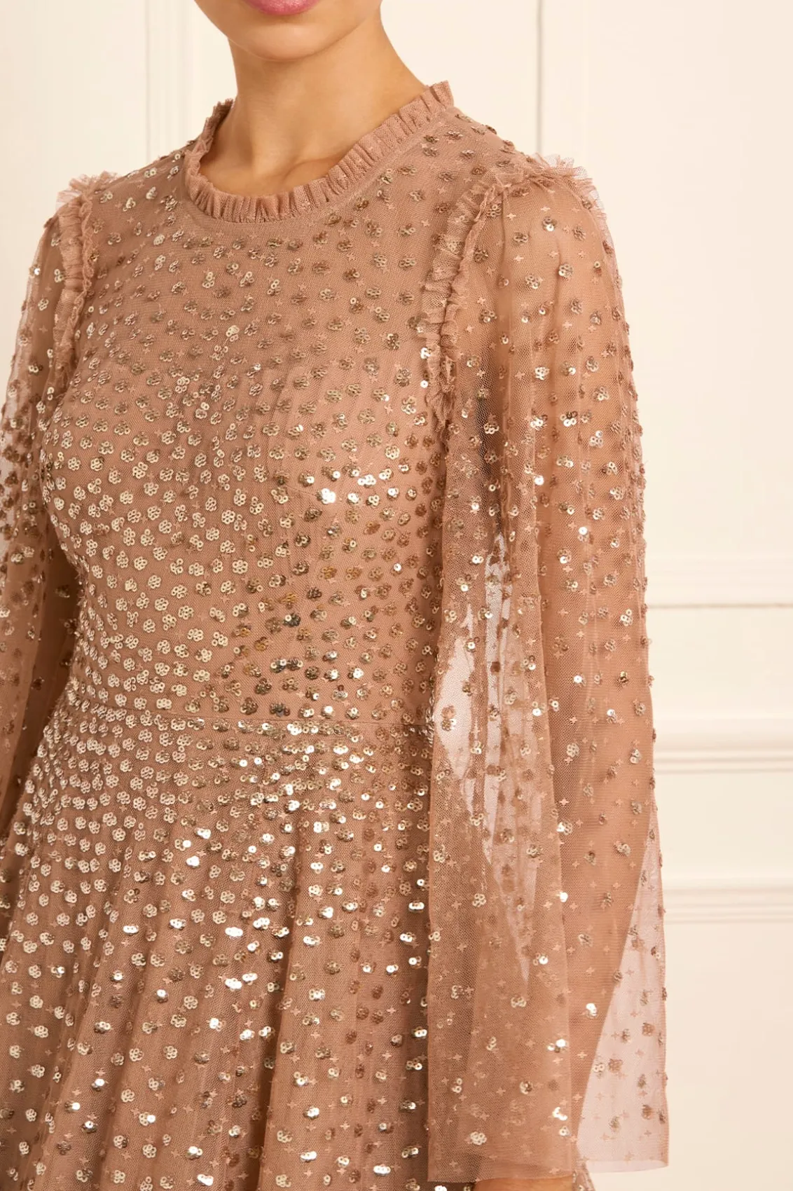 Evening Dresses | Embellished Dresses^Needle & Thread Scatter Dot Round Neck Ankle Gown Brown