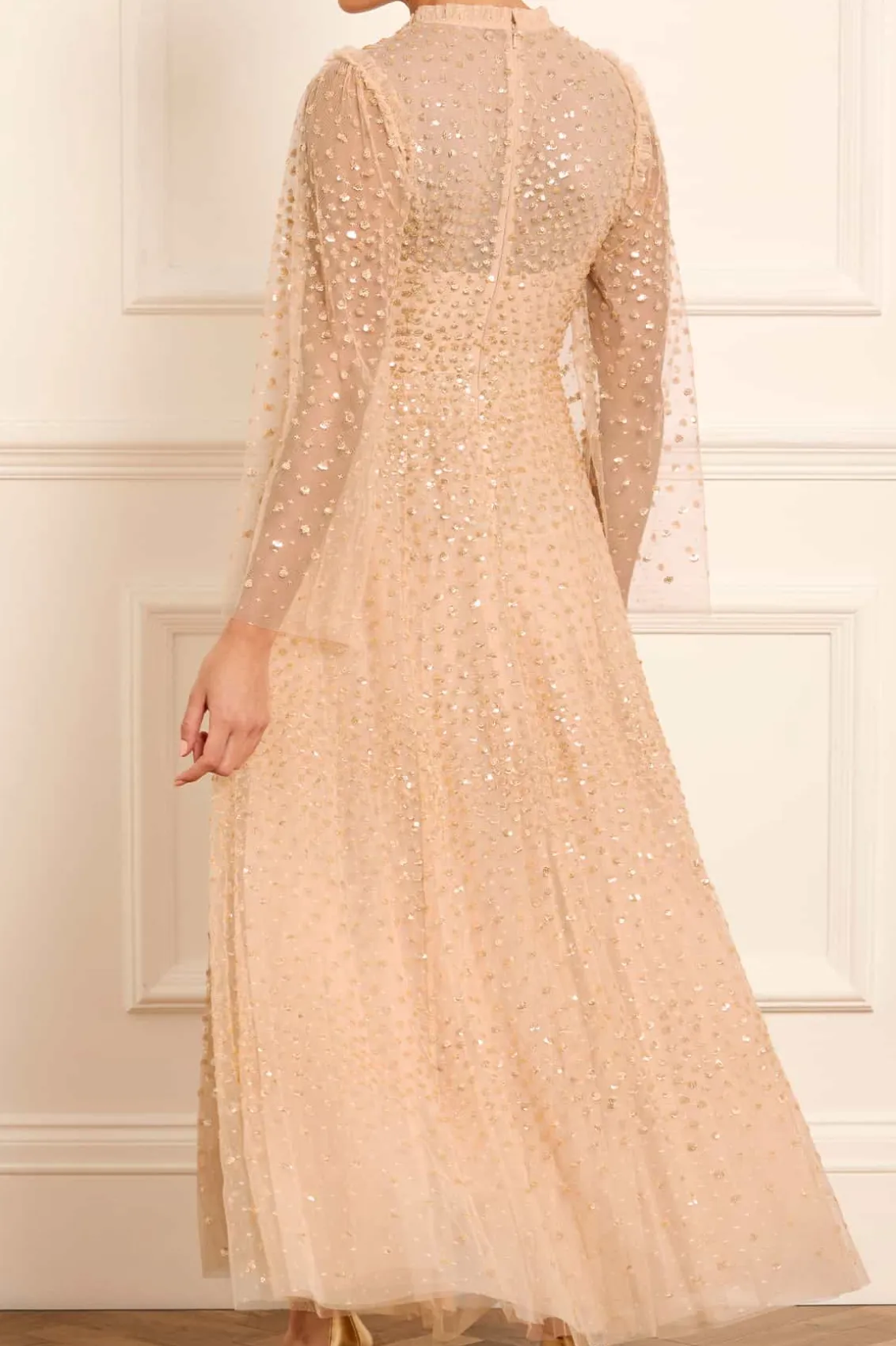 Evening Dresses | Embellished Dresses^Needle & Thread Scatter Dot Round Neck Ankle Gown Gold