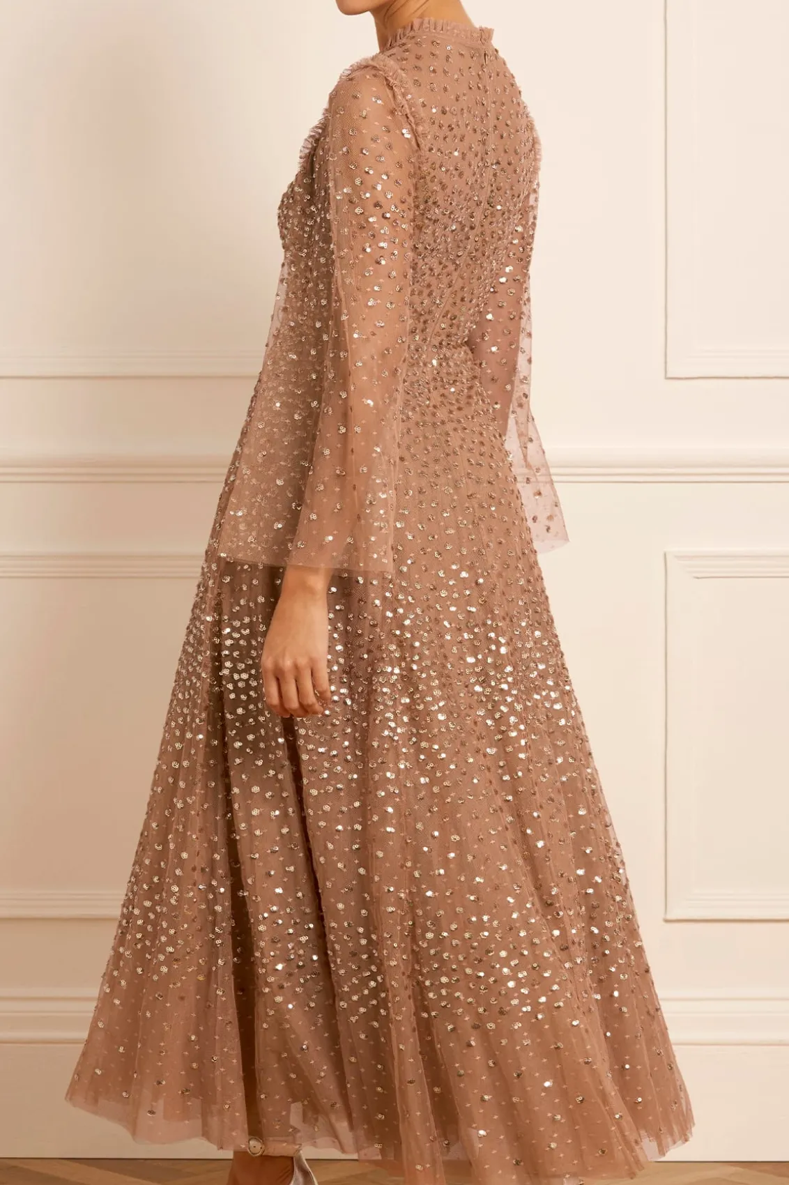 Evening Dresses | Embellished Dresses^Needle & Thread Scatter Dot Round Neck Ankle Gown Brown