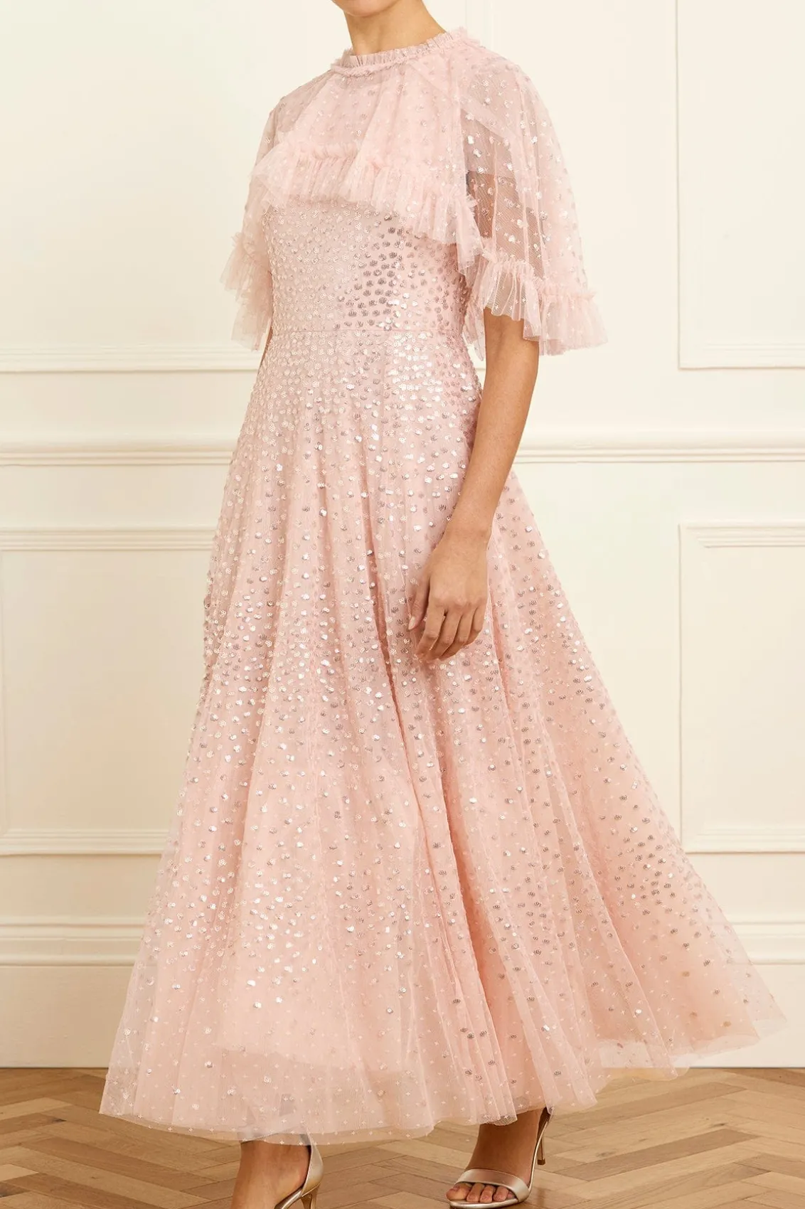 Evening Dresses | Embellished Dresses^Needle & Thread Scatter Dot Short Cape Ankle Gown Pink