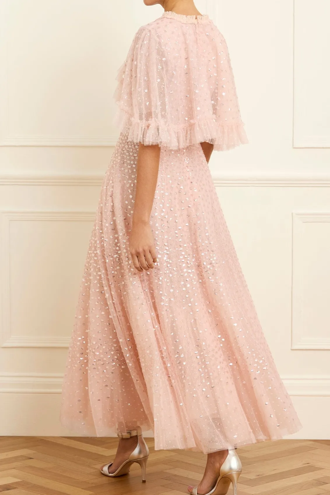 Evening Dresses | Embellished Dresses^Needle & Thread Scatter Dot Short Cape Ankle Gown Pink
