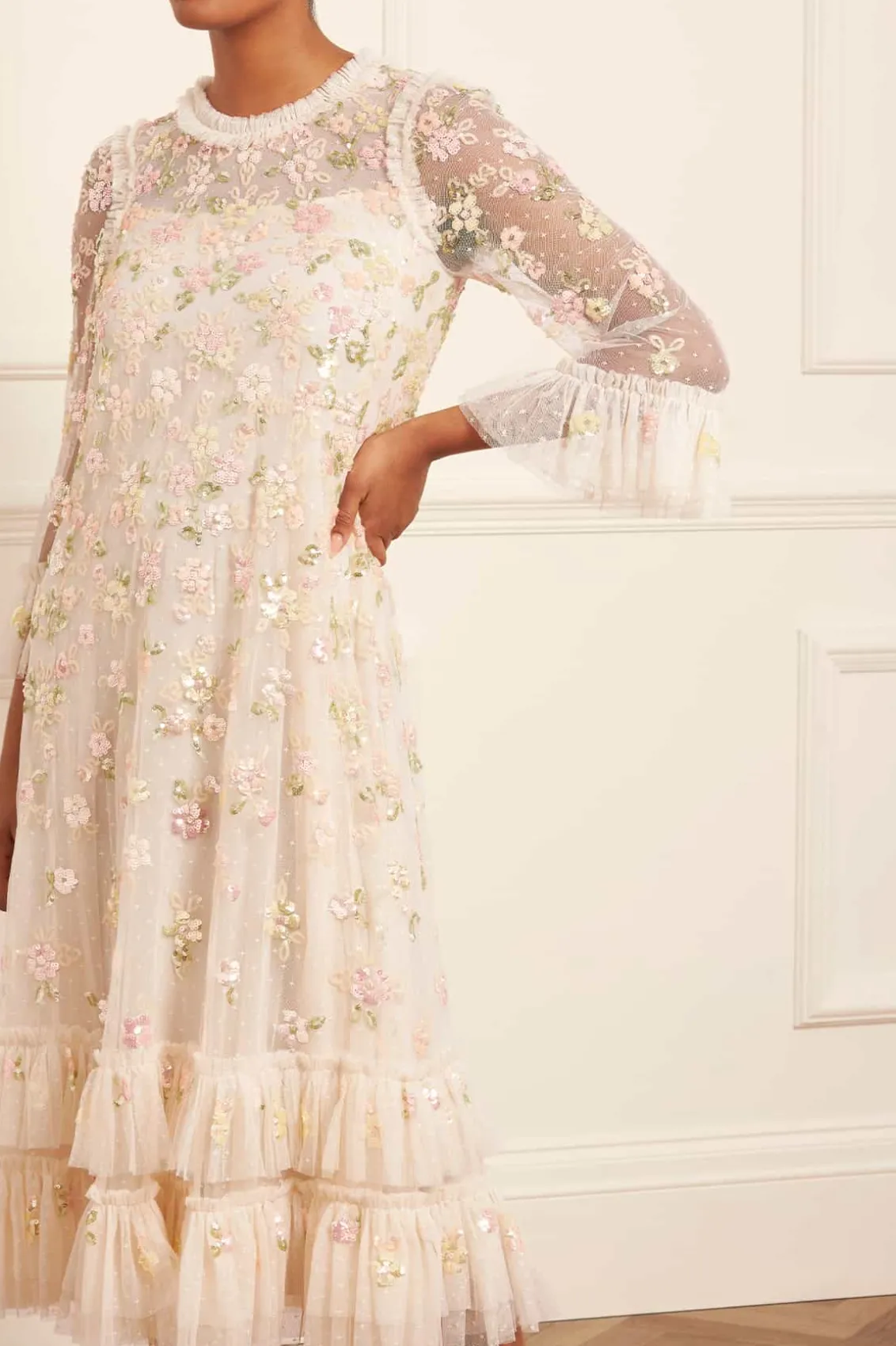 Evening Dresses | Embellished Dresses^Needle & Thread Sequin Bloom Gloss Ballerina Dress Champagne