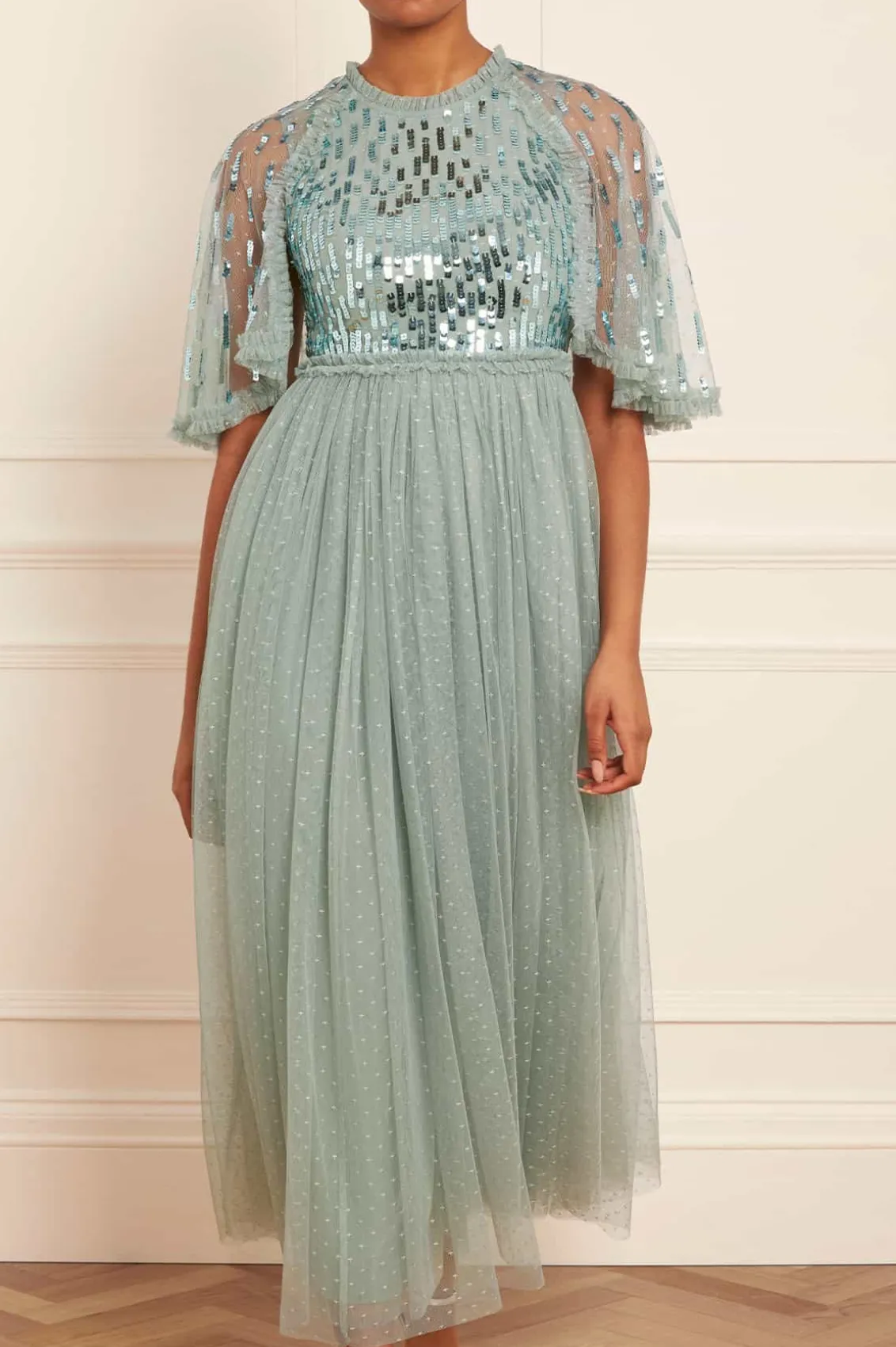 Evening Dresses | Embellished Dresses^Needle & Thread Sequin Dash Bodice Ankle Gown Green
