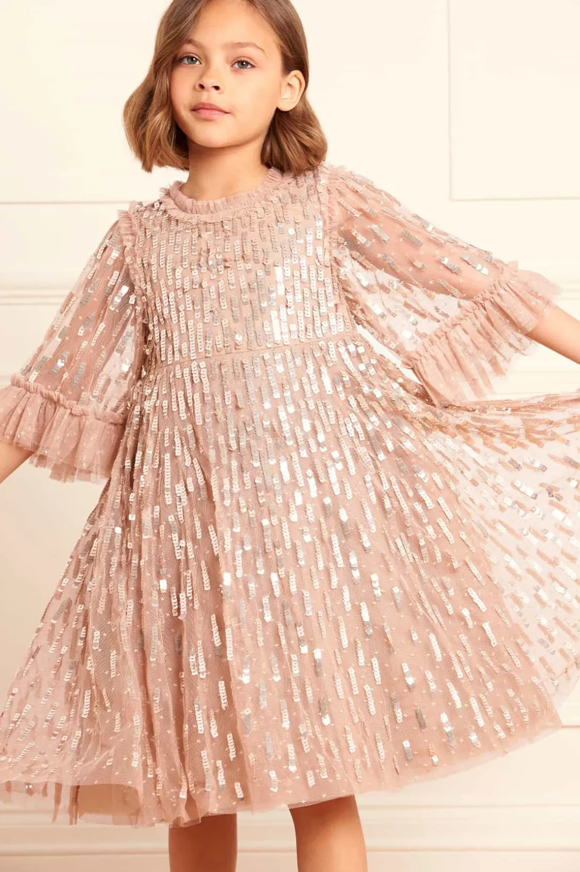 Mummy & Me | Kids Embellished Dresses^Needle & Thread Sequin Dash Kids Dress Beige